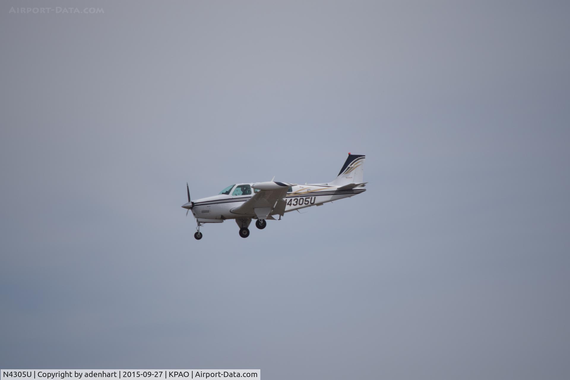 N4305U, 2000 Raytheon Aircraft Company A36 Bonanza C/N E-3305, Beechcraft A32 Bonanza on short final at KPAO