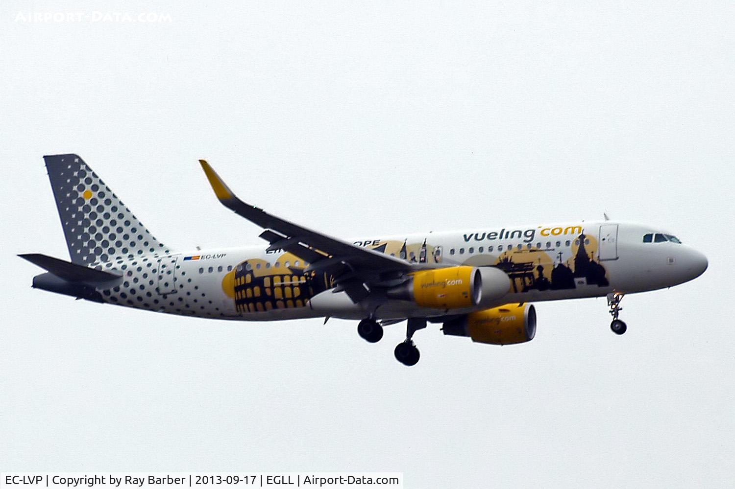EC-LVP, 2013 Airbus A320-214 C/N 5587, Airbus A320-214(SL) [5587] (Vueling Airlines) Home~G 17/09/2013. On approach 27L.