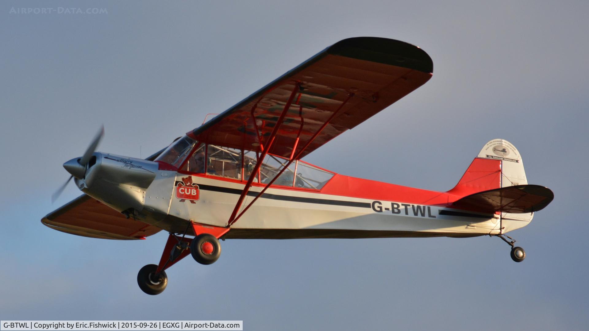G-BTWL, 1992 Wag-Aero Sport Trainer C/N PFA 108-10893, 44. G-BTWL departing The Yorkshire Air Show, Church Fenton, Sept. 2015.