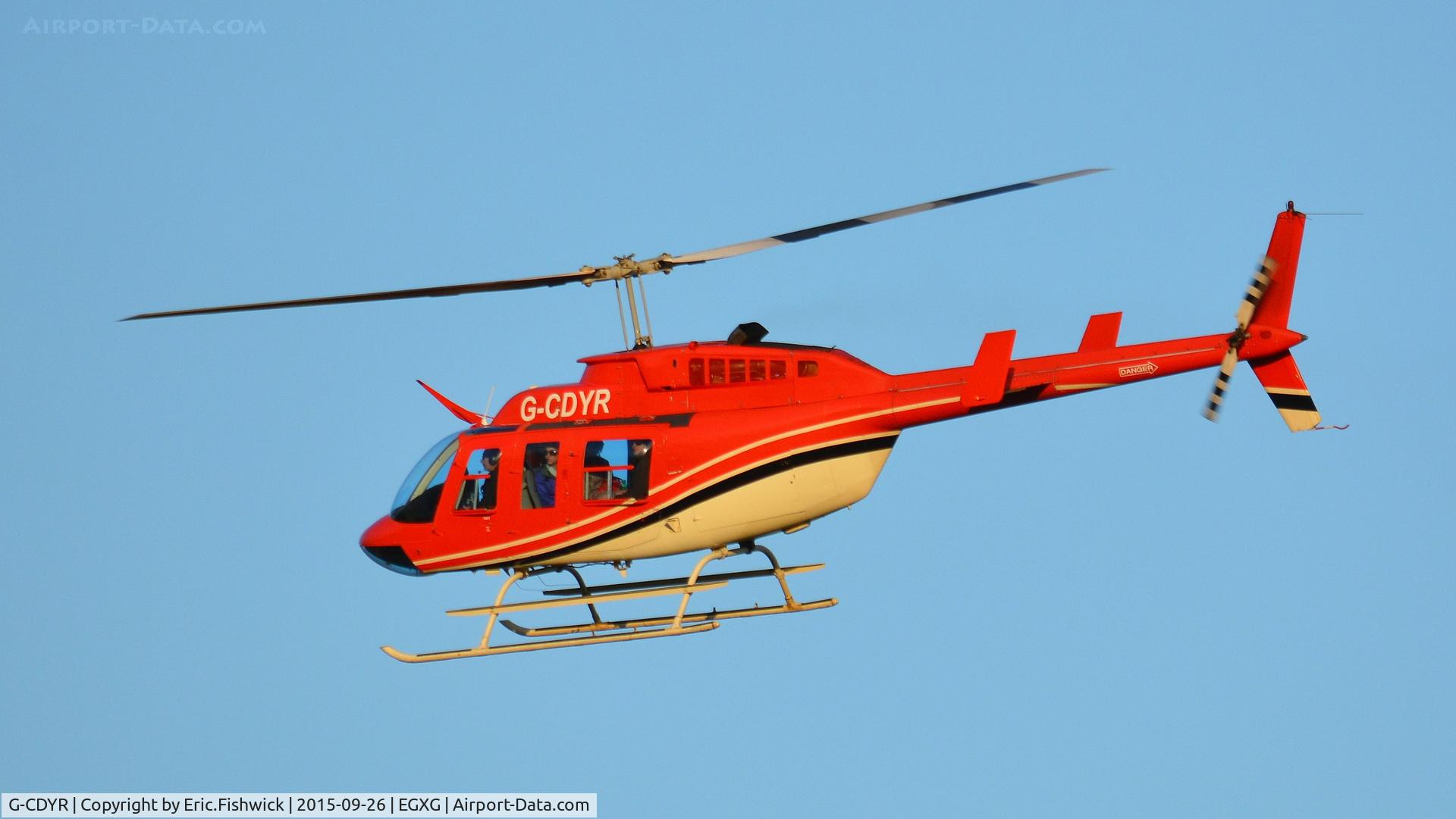 G-CDYR, 1988 Bell 206L-3 LongRanger III C/N 51237, 41. G-CDYR departing The Yorkshire Air Show, Church Fenton, Sept. 2015.