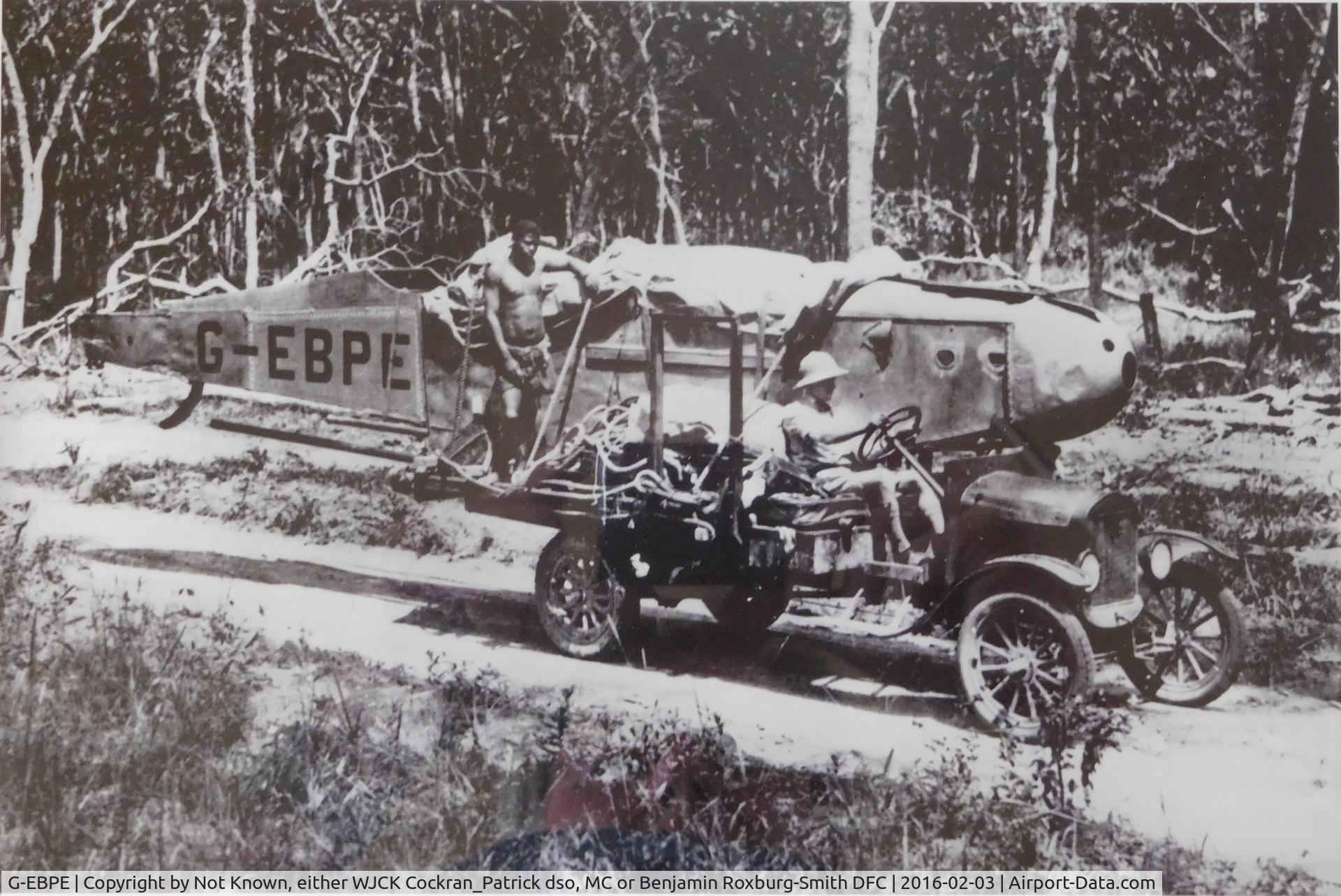 G-EBPE, De Havilland DH9 SEAPLANE C/N 284, G-EBPE on a truck in Nchanga, Northern Rhodesia after a forced landing.