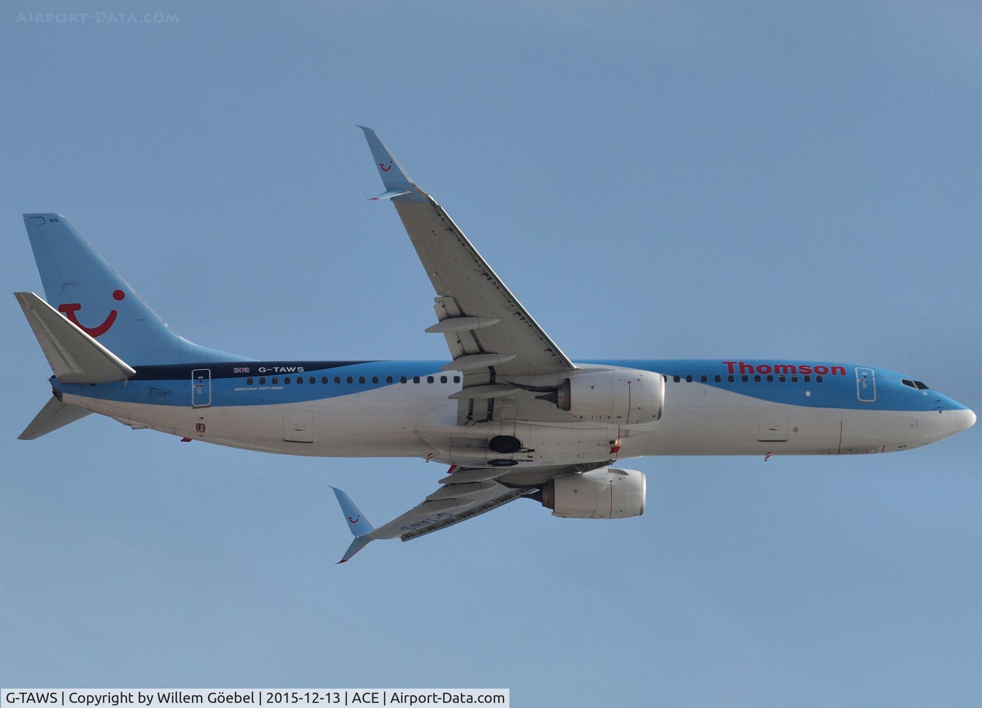 G-TAWS, 2014 Boeing 737-8K5 C/N 37241, Take off from airport of Lanzarote