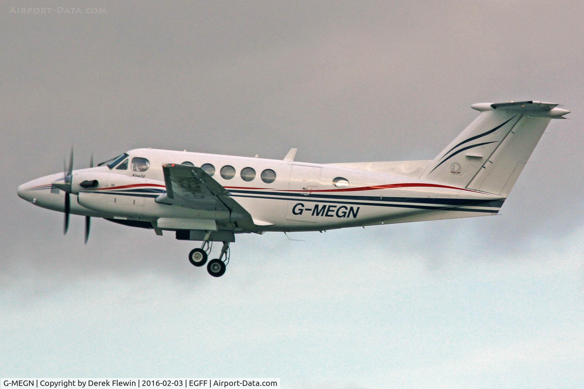 G-MEGN, 1995 Beech B200 Super King Air King Air C/N BB-1518, Super Kingair, Dragonfly Aviation Services Ltd, callsign cambrian 88, previously N321BV, SU-ZBA, N65LA, seen departing runway 30 en-route to Stanstead.
