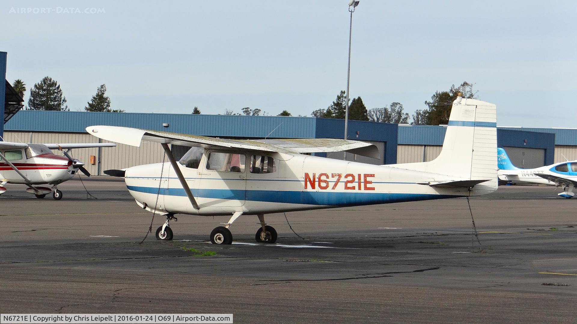 N6721E, 1959 Cessna 175 Skylark C/N 56221, Locally-based 1959 Cessna 175 looking in rather dreadful condition at Petaluma Municipal Airport, Petaluma, CA.