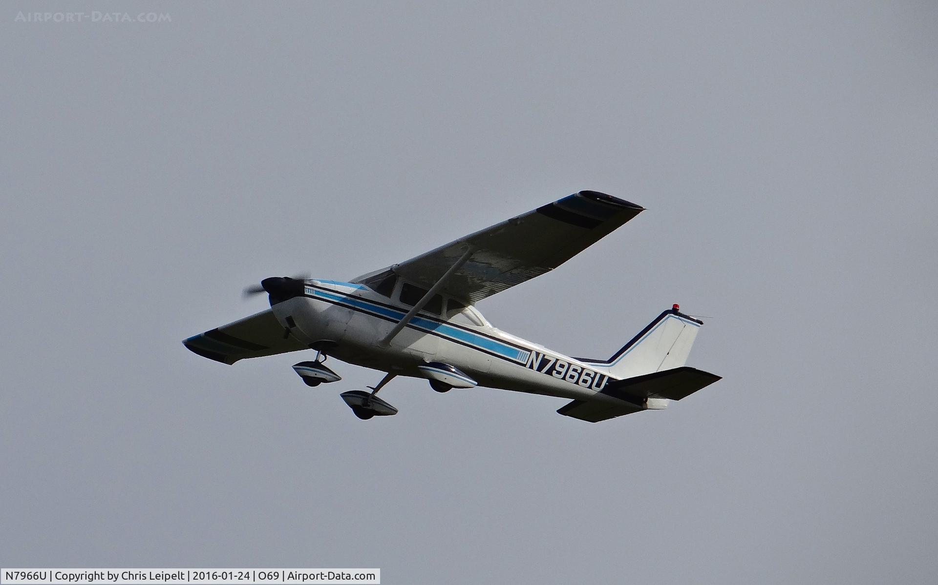N7966U, 1964 Cessna 172F C/N 17251966, Locally-based 1964 Cessna 172F departing at Petaluma Municipal Airport, Petaluma, CA.