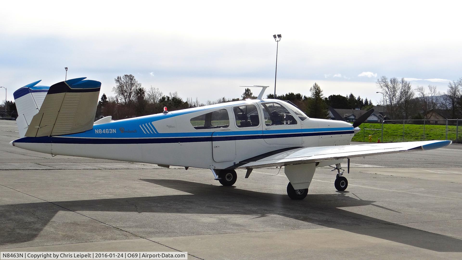 N8463N, 1968 Beech V35A Bonanza C/N D-8798, California-based 1968 Beechcraft V35A Bonanza getting some fuel at the cheapest AV-Gas fuel dock in the Bay Area at Petaluma Municipal Airport, Petaluma, CA.
