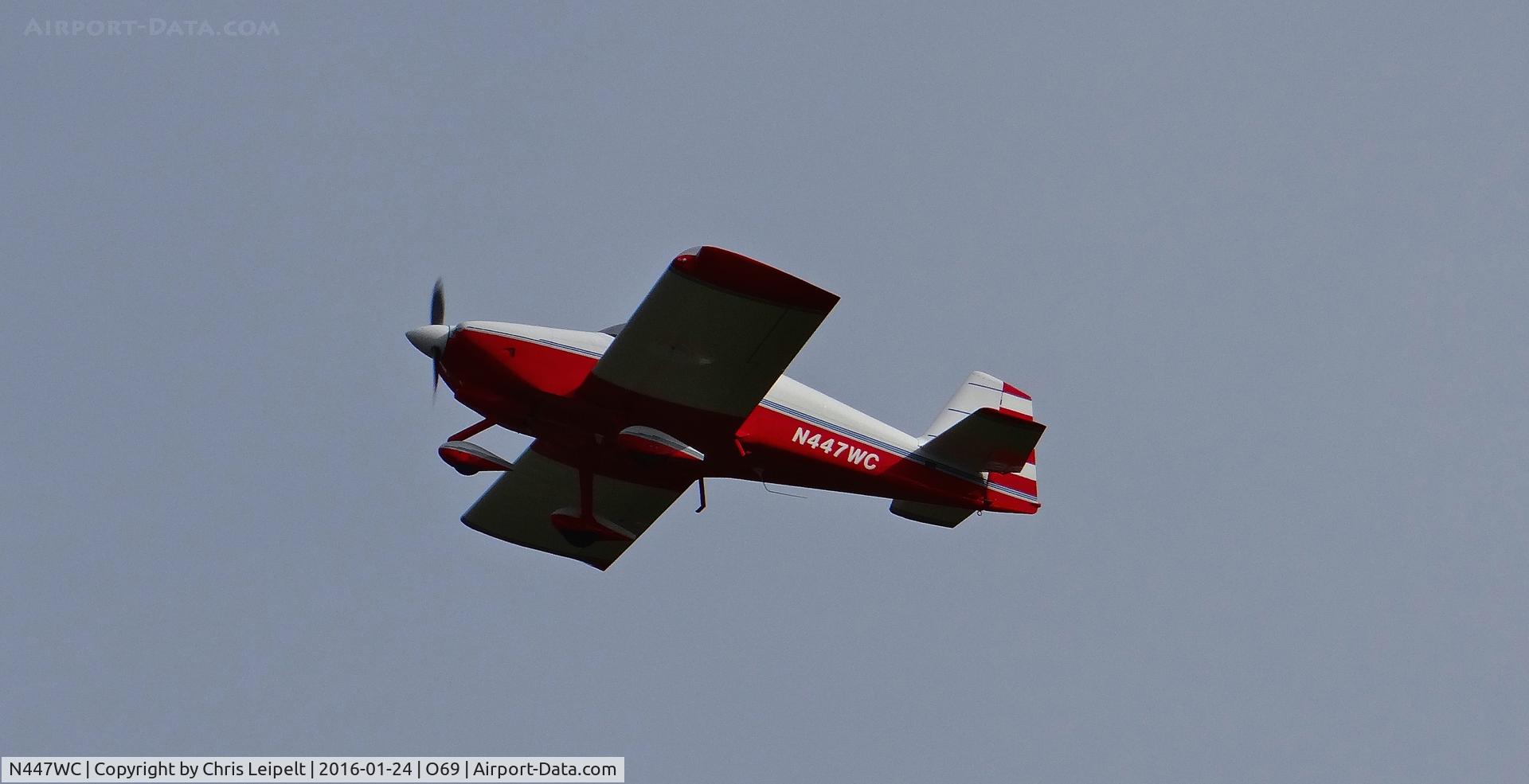 N447WC, Vans RV-6A C/N 24124, Livermore-based Vans RV-6A departing at Petaluma Municipal Airport, Petaluma, CA.