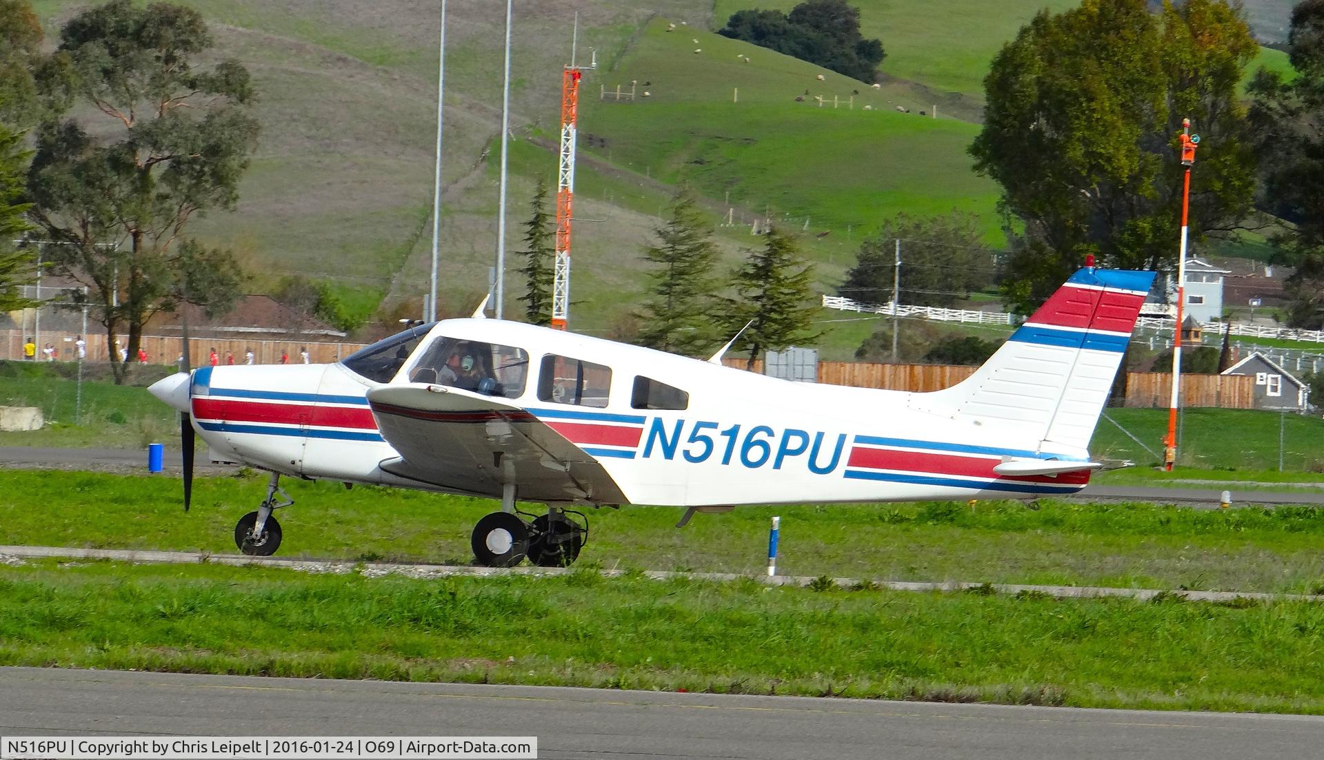 N516PU, 1983 Piper PA-28-161 Warrior C/N 28-8316101, Locally-based 1983 Piper PA-28-161 taxing back to its hangar after some VFR flying at Petaluma Municipal Airport, Petaluma, CA.