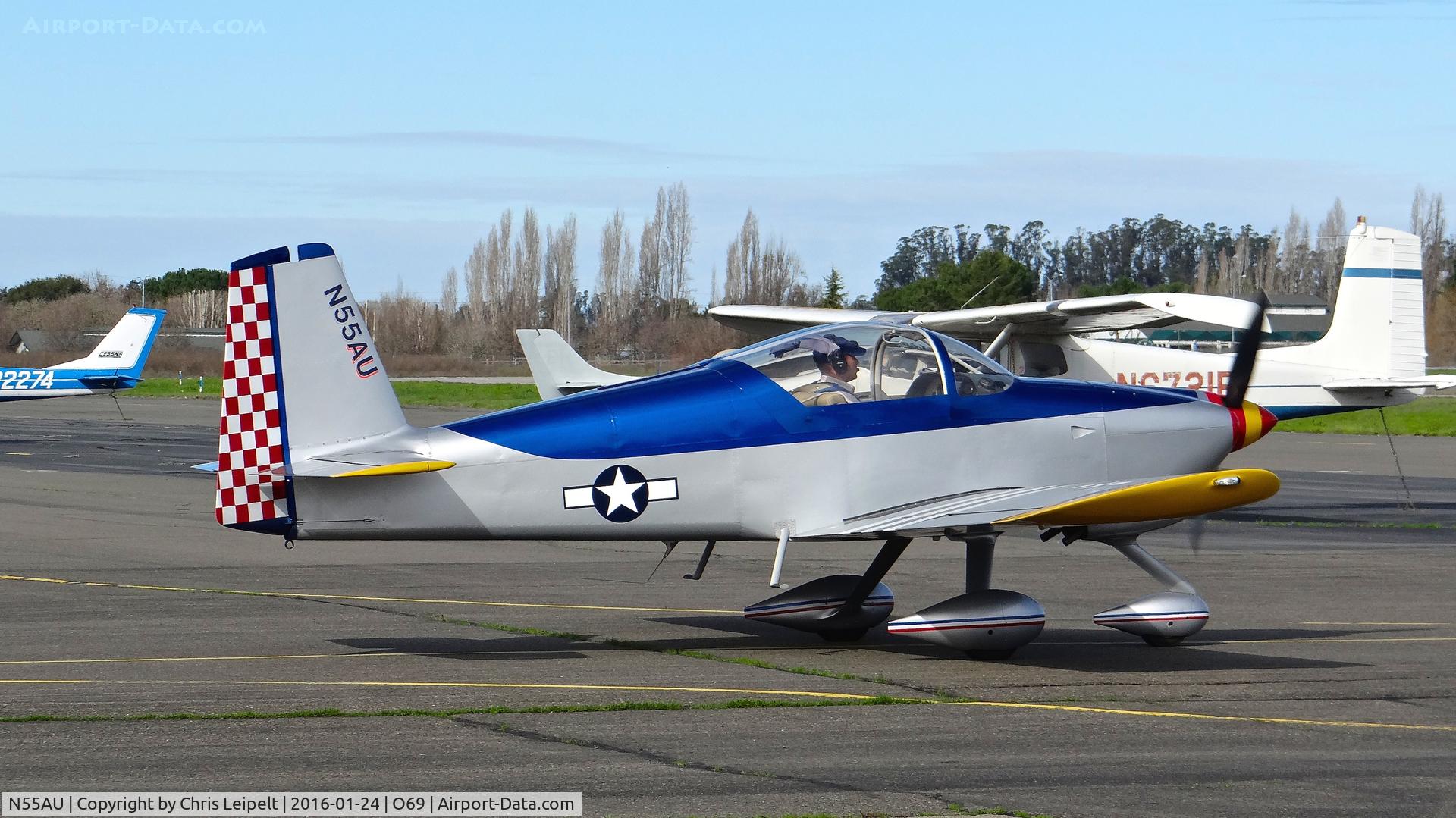 N55AU, 2003 Vans RV-6A C/N 60537, Locally-based 2003 Vans RV-6A taxing out for departure at Petaluma Municipal Airport, Petaluma, CA.