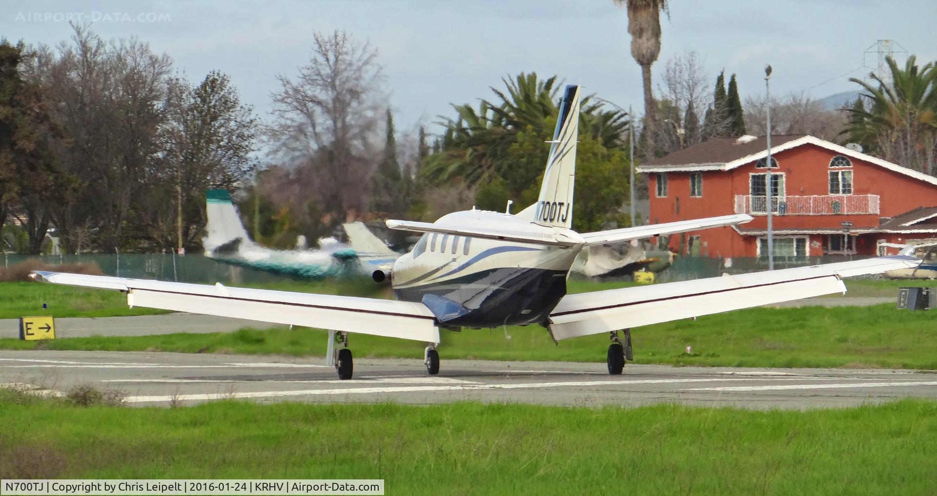 N700TJ, Socata TBM-700 C/N 27, Padal Inc (Sparks, NV) Socat TBM-700 landing on runway 31R at Reid Hillview Airport, San Jose, CA.