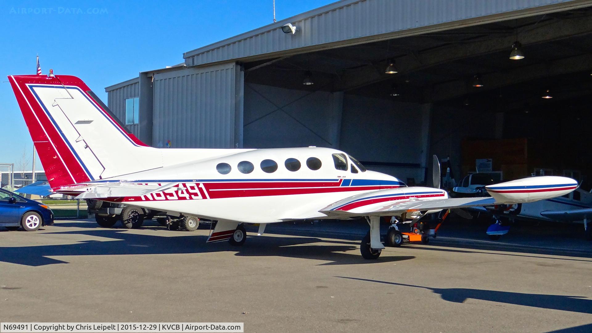 N69491, 1975 Cessna 414 Chancellor C/N 414-0617, Locally-based 1975 Cessna 414 Chancellor in for light maintenance at Nut Tree Airport, Vacaville, CA.