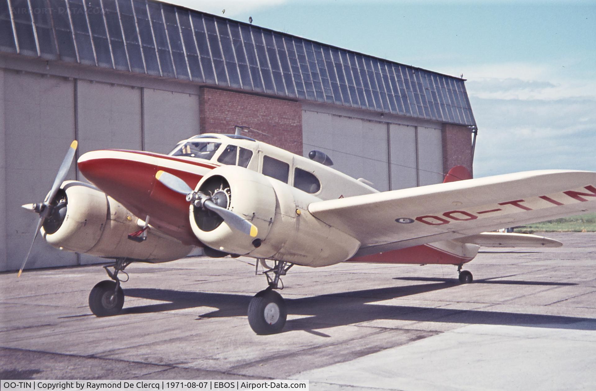 OO-TIN, 1943 Cessna UC-78 Bobcat C/N 5253, OO-TIN at Ostend Airport in 1971. Nowadays it is still in restoration at Espace Air Passion, Angers France. www.musee-aviation-angers.fr