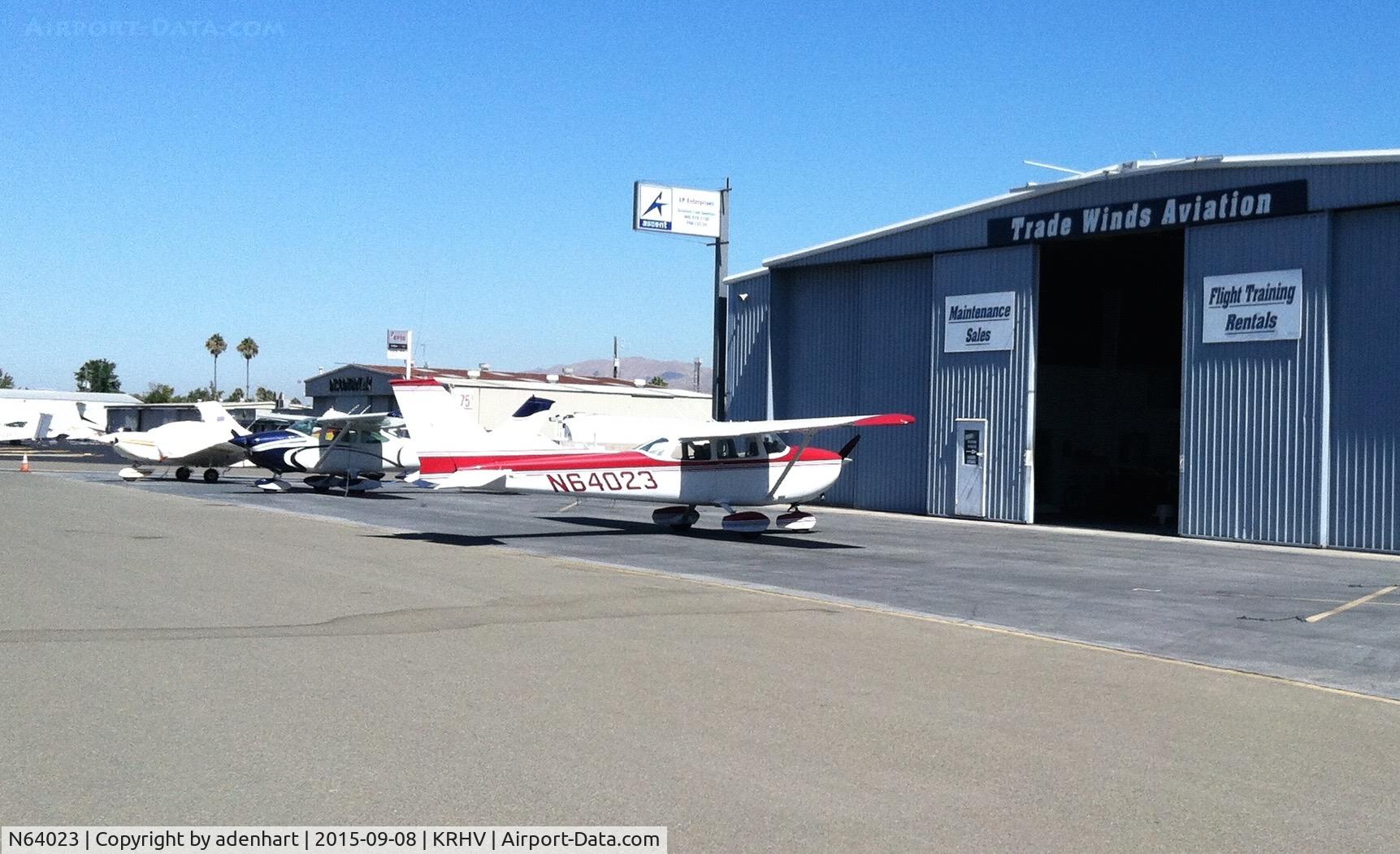 N64023, 1975 Cessna 172M C/N 17264969, N64023 for annual inspection at Trade Winds KRHV, Sept 2015