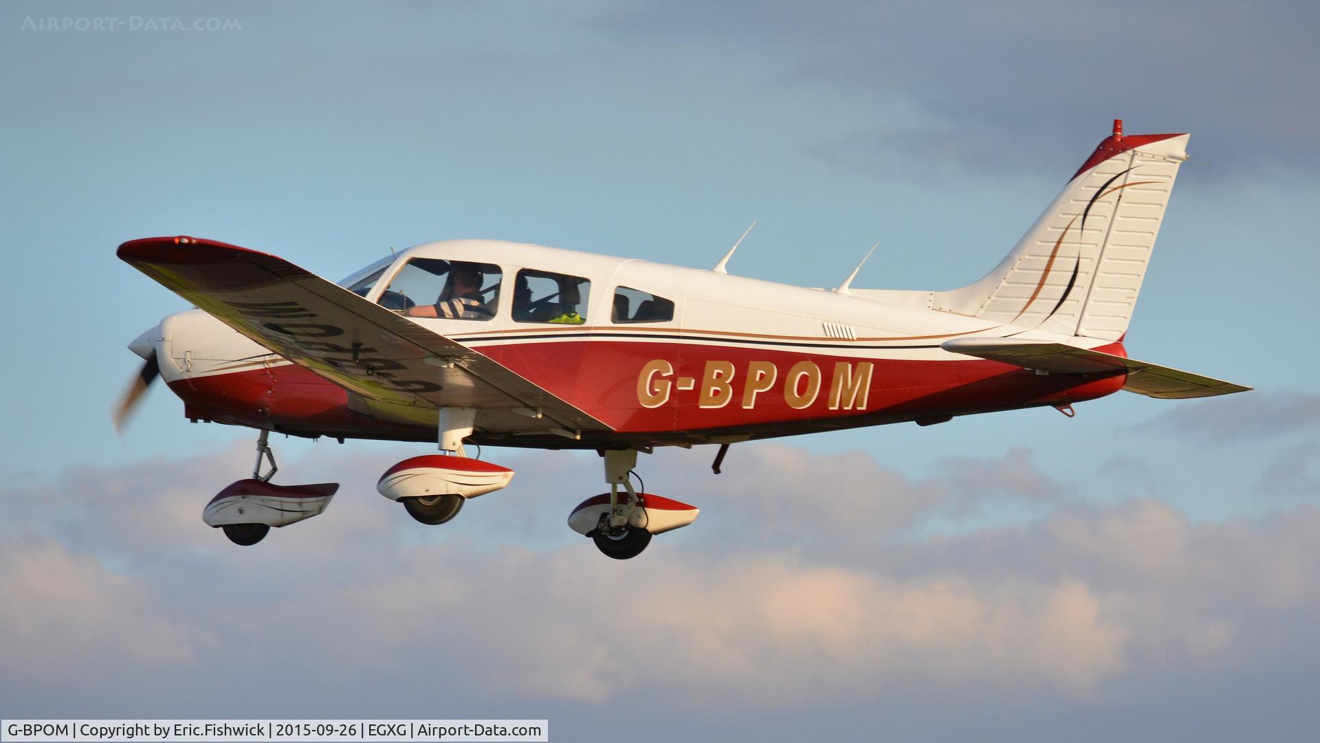G-BPOM, 1984 Piper PA-28-161 Cherokee Warrior II C/N 28-8416118, 41. G-BPOM departing The Yorkshire Air Show, Church Fenton, Sept. 2015.