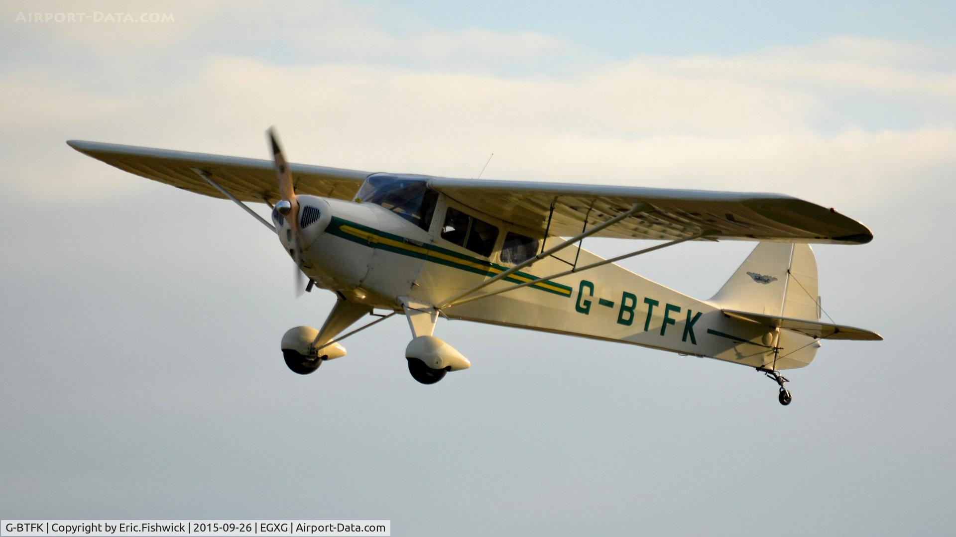 G-BTFK, 1947 Taylorcraft BC-12D Twosome C/N 10540, 43. G-BTFK departing The Yorkshire Air Show, Church Fenton, Sept. 2015.