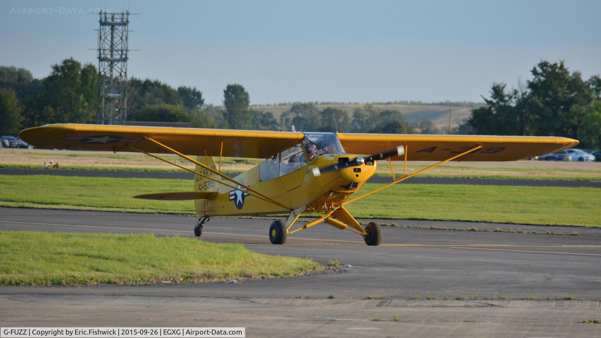 G-FUZZ, 1951 Piper L-18C Super Cub (PA-18-95) C/N 18-1016, 3. 51-15319 preparing to depart The Yorkshire Air Show, Church Fenton, Sept. 2015.