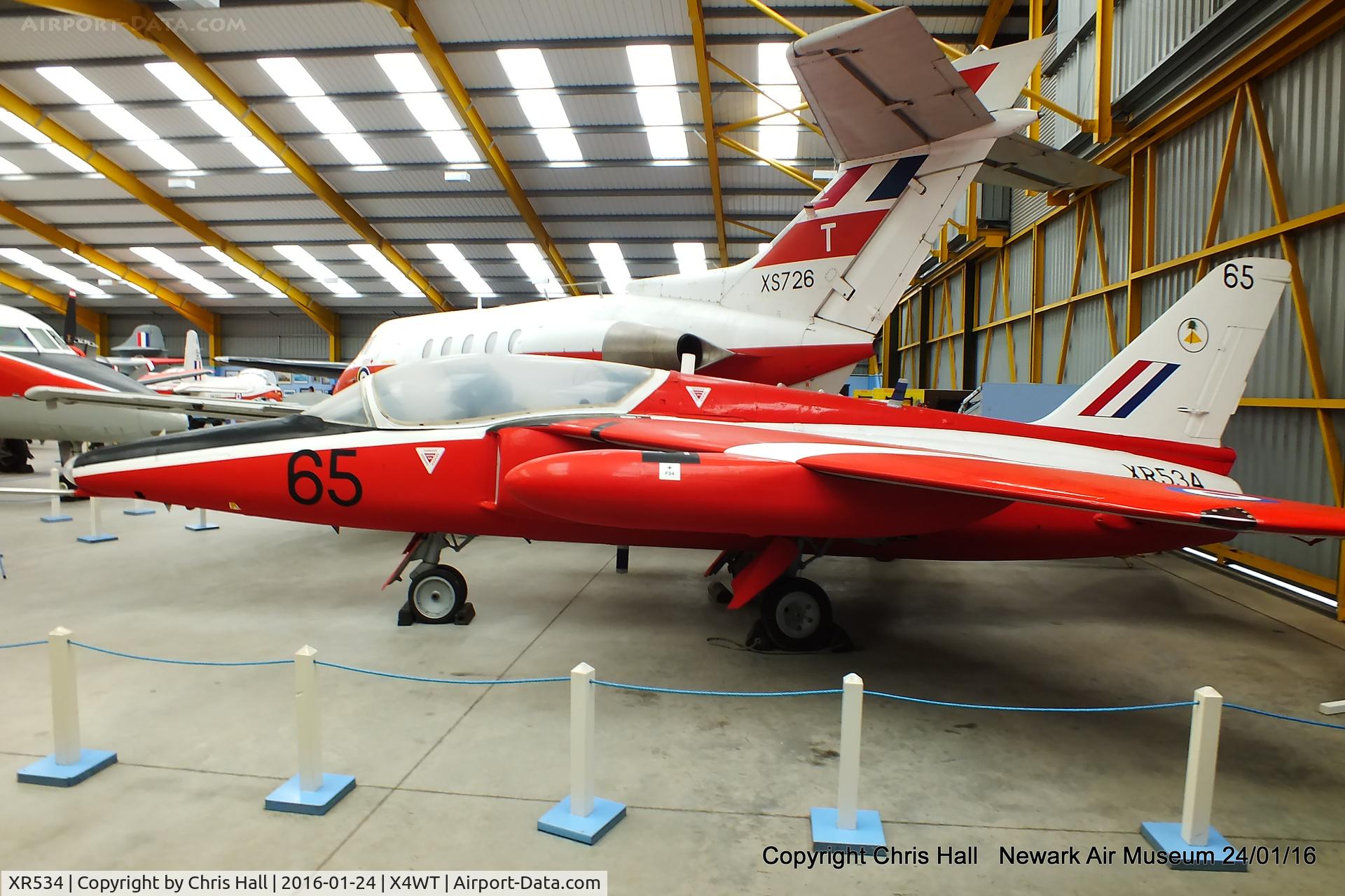 XR534, 1963 Hawker Siddeley Gnat T.1 C/N FL545, at the Newark Air Museum
