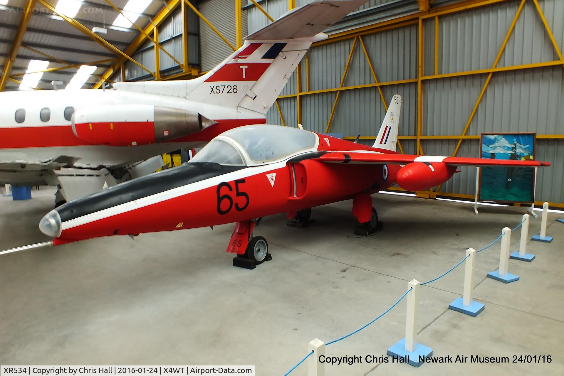XR534, 1963 Hawker Siddeley Gnat T.1 C/N FL545, at the Newark Air Museum