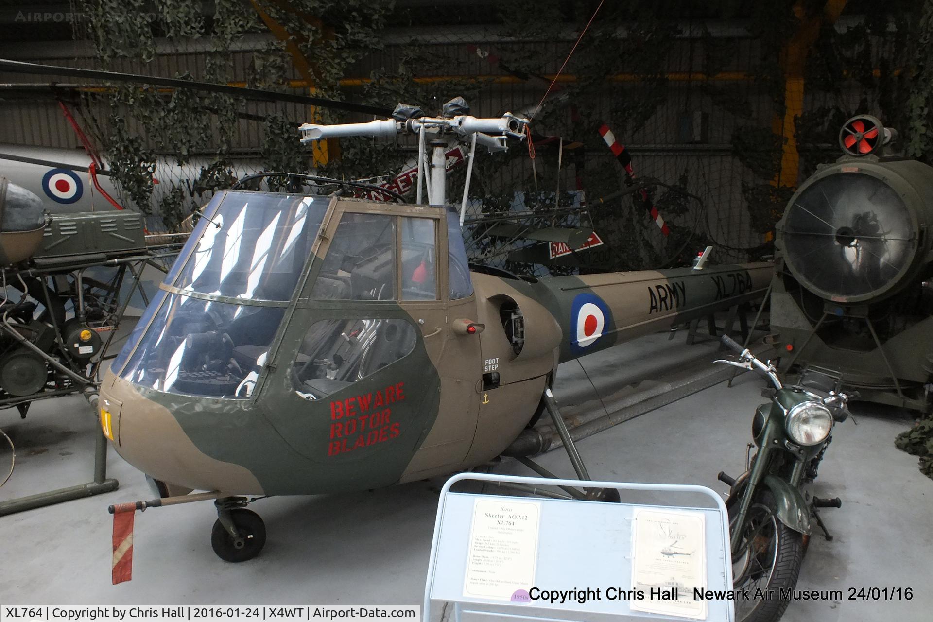 XL764, 1958 Saunders-Roe Skeeter AOP.12 C/N S2/5076, at the Newark Air Museum
