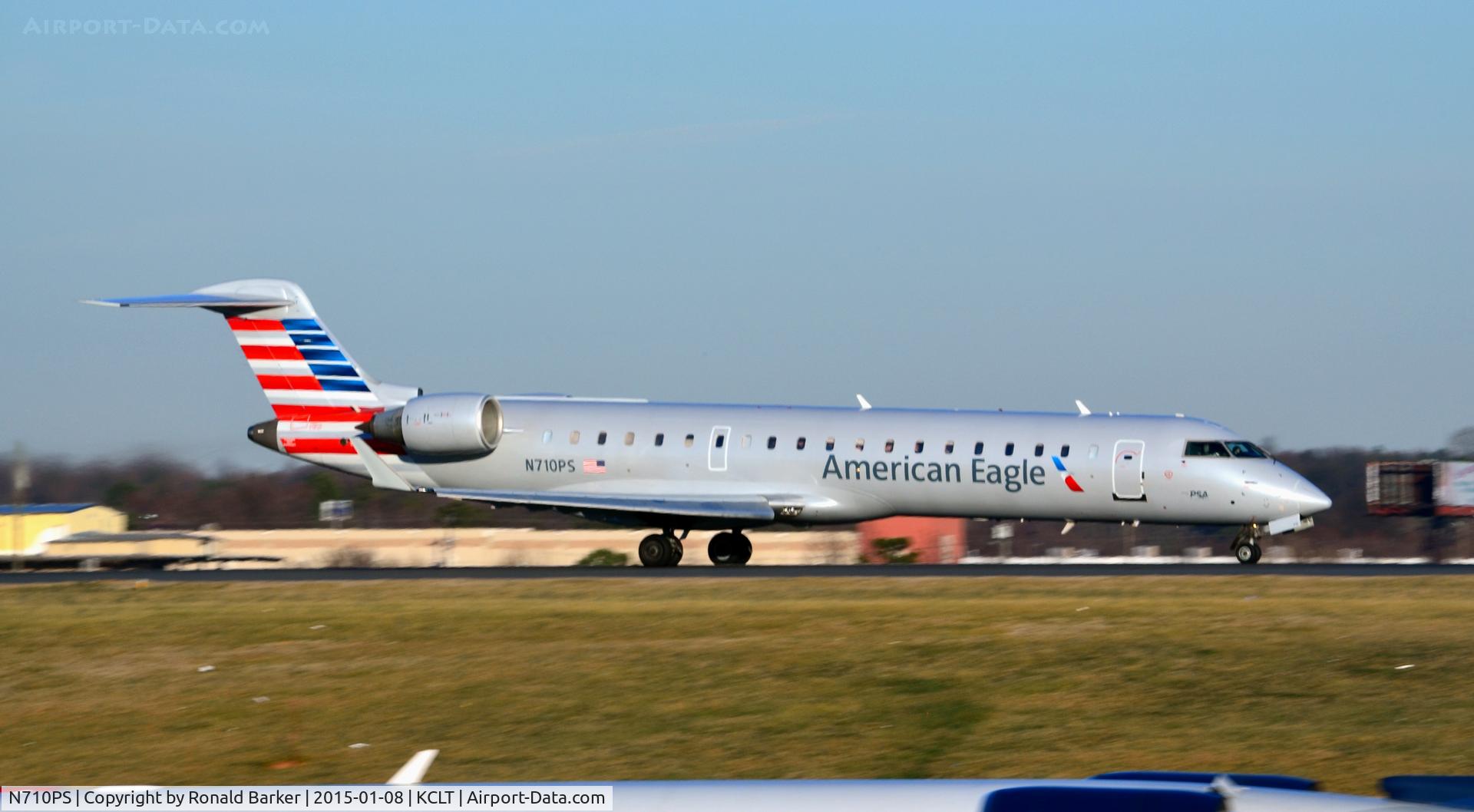 N710PS, 2004 Bombardier CRJ-701 (CL-600-2C10) Regional Jet C/N 10167, Takeoff CLT