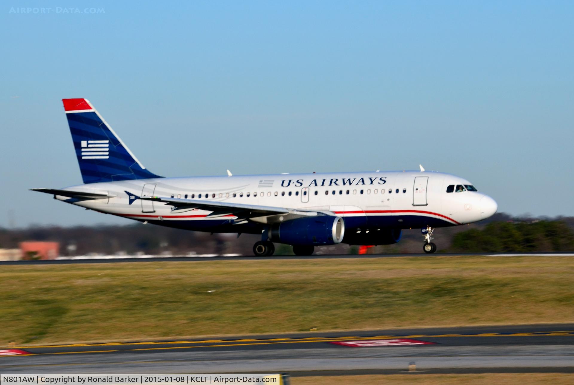 N801AW, 1998 Airbus A319-132 C/N 0889, Takeoff CLT