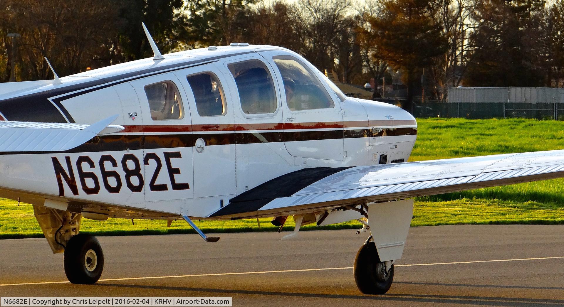 N6682E, 1979 Beech A36TC Bonanza 36 C/N EA-38, Locally-based 1979 Beechcraft A36TC Bonanza taxing to Lafferty Aircraft Sales at Reid Hillview Airport, San Jose, CA.