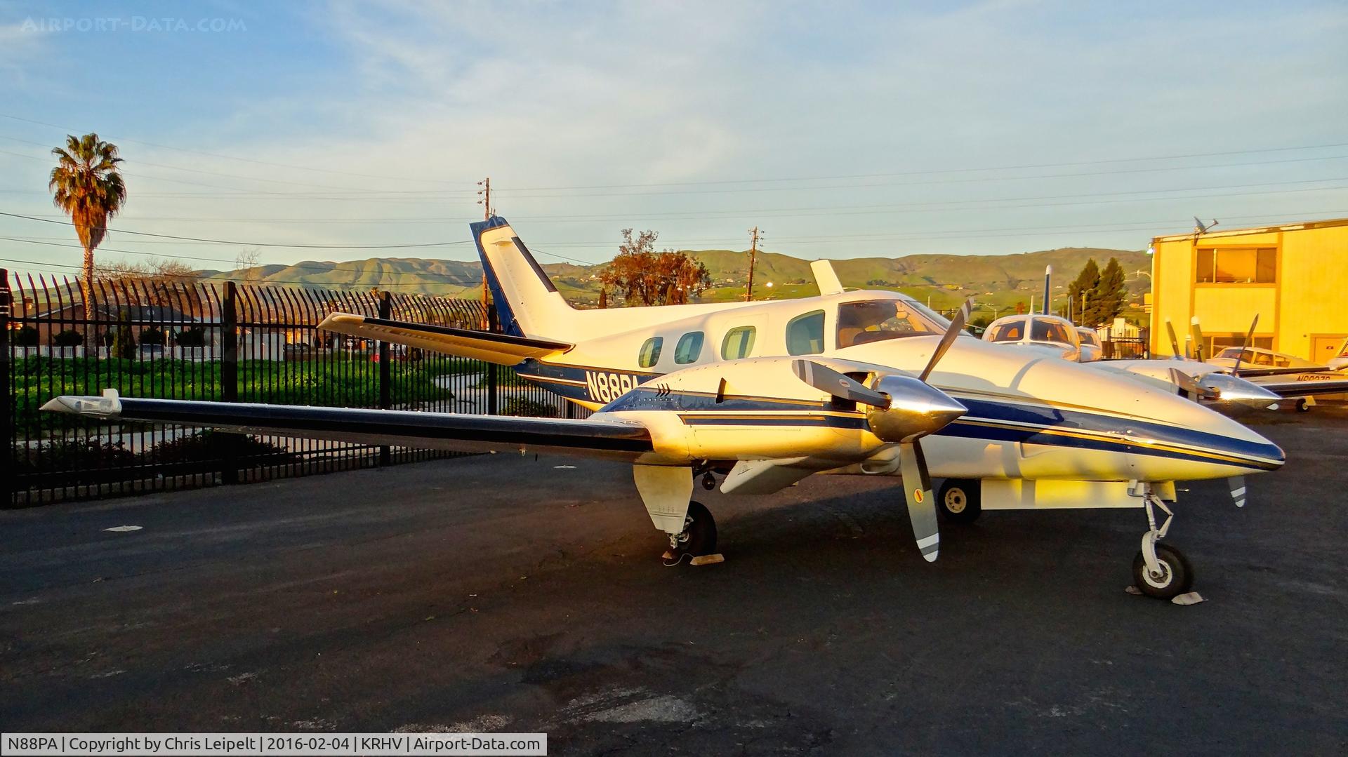 N88PA, 1979 Beech B-60 Duke C/N P-501, Lafferty Aircraft Sales (San Jose, CA) 1979 Beechcraft Duke parked in front of the Lafferty hangar at Reid Hillview Airport, San Jose, CA.