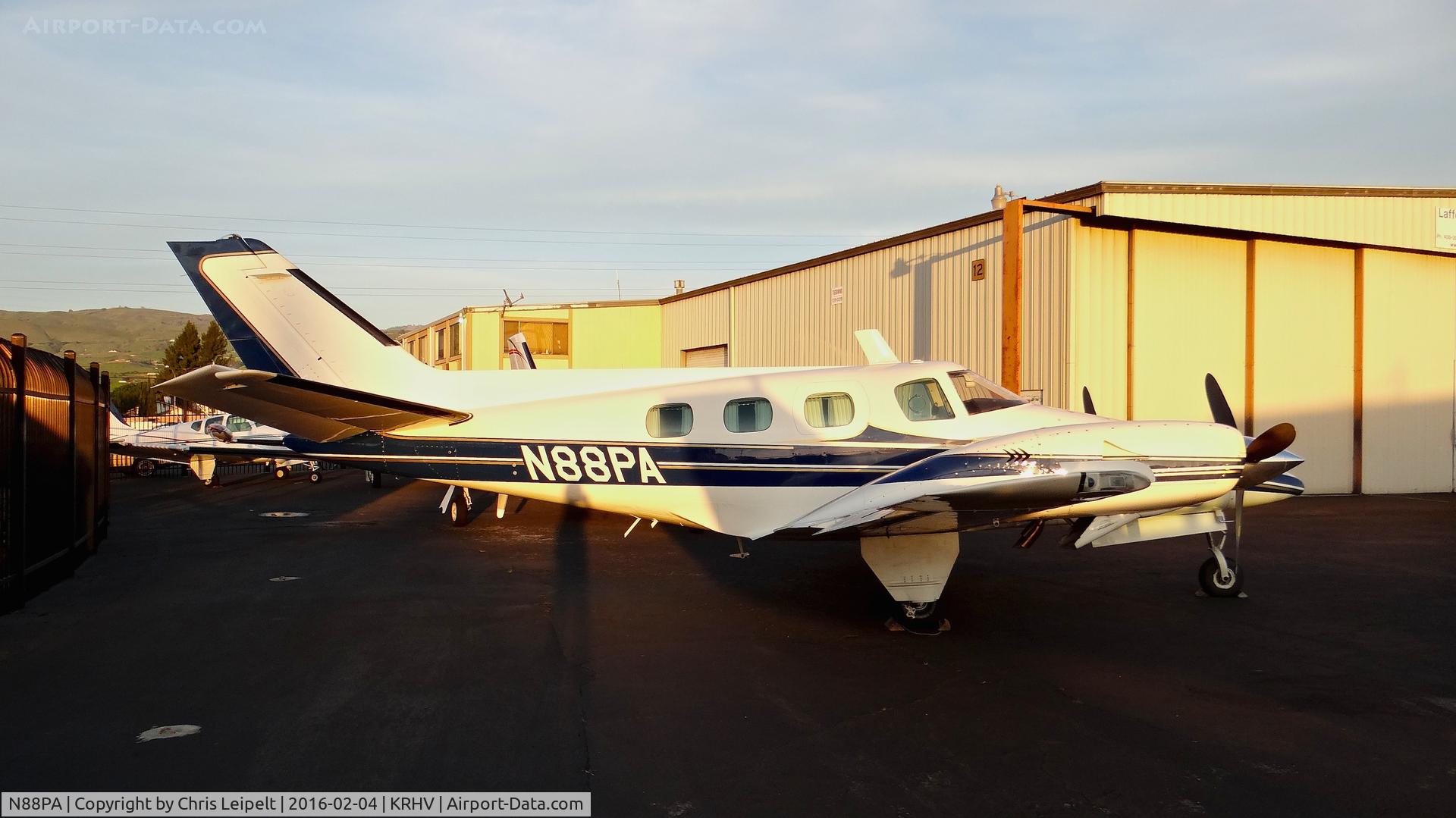 N88PA, 1979 Beech B-60 Duke C/N P-501, Lafferty Aircraft Sales (San Jose, CA) 1979 Beechcraft Duke parked in front of the Lafferty hangar at Reid Hillview Airport, San Jose, CA.