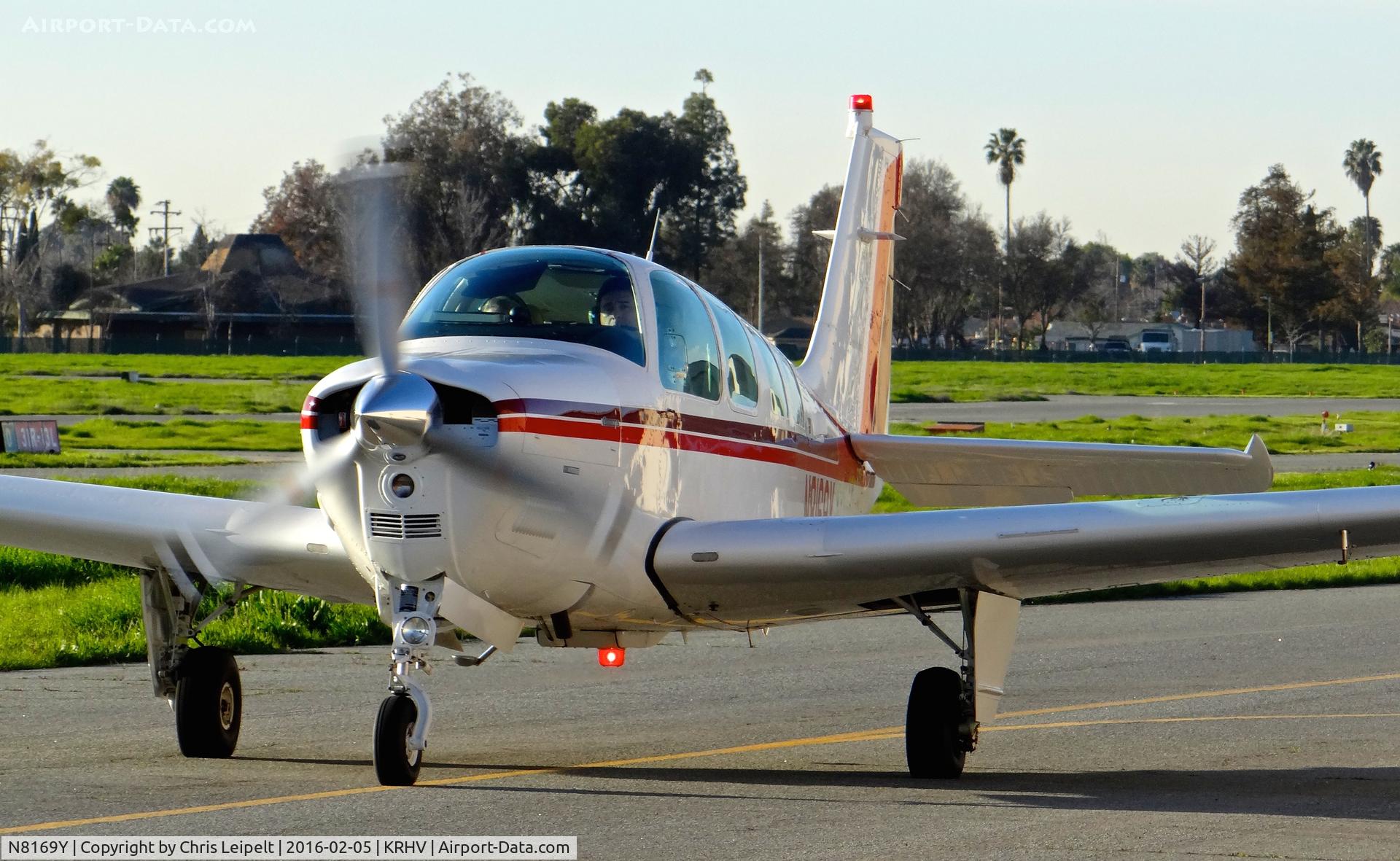 N8169Y, 1991 Beech A36 Bonanza 36 C/N E-2598, Locally-based 1991 Beehcraft A36 Bonanza taxing out for departure at Reid Hillview Airport, San Jose, CA.
