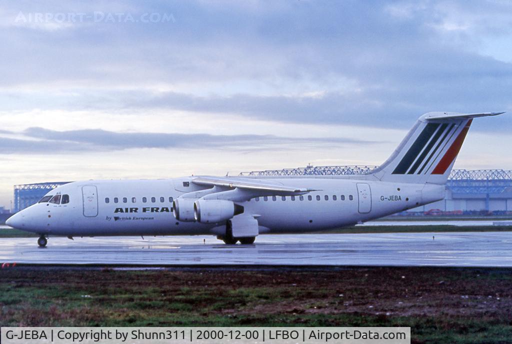 G-JEBA, 1990 British Aerospace BAe.146-300 C/N E3181, Taxiing to the Terminal... Air France c/s...