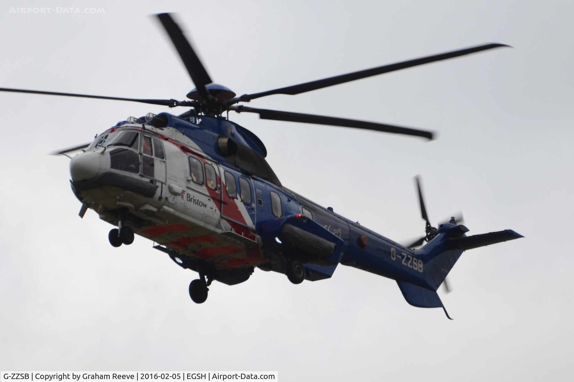 G-ZZSB, 2004 Eurocopter EC-225LP Super Puma Mk2+ C/N 2615, Landing at Norwich.