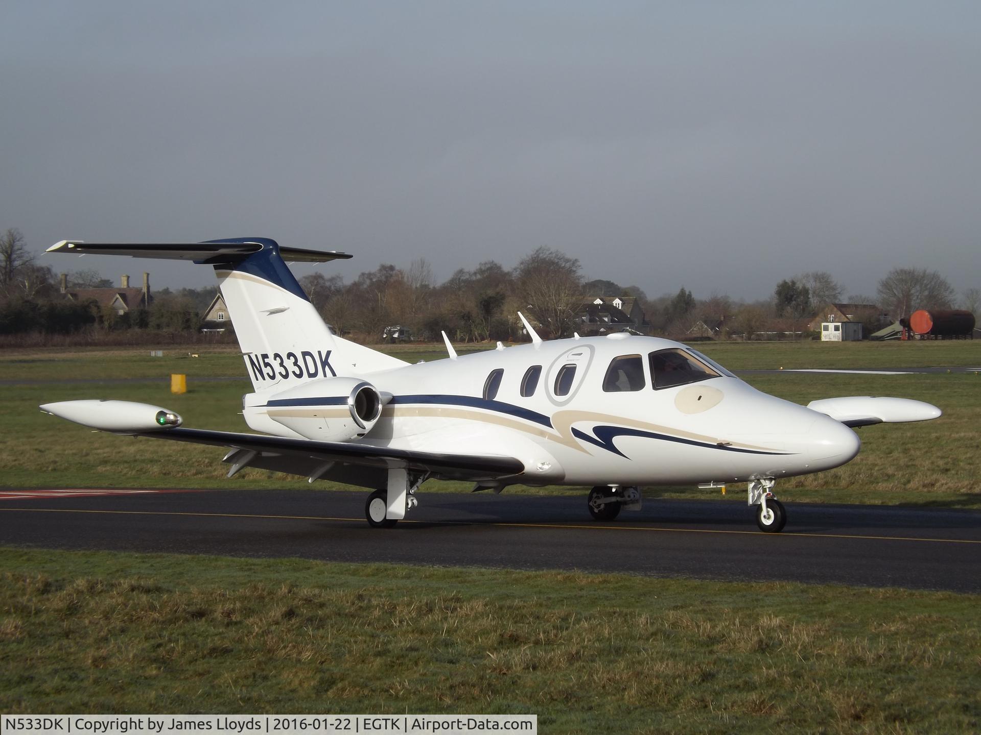 N533DK, 2008 Eclipse Aviation Corp EA500 C/N 000143, Taxing in at Oxford Airport.