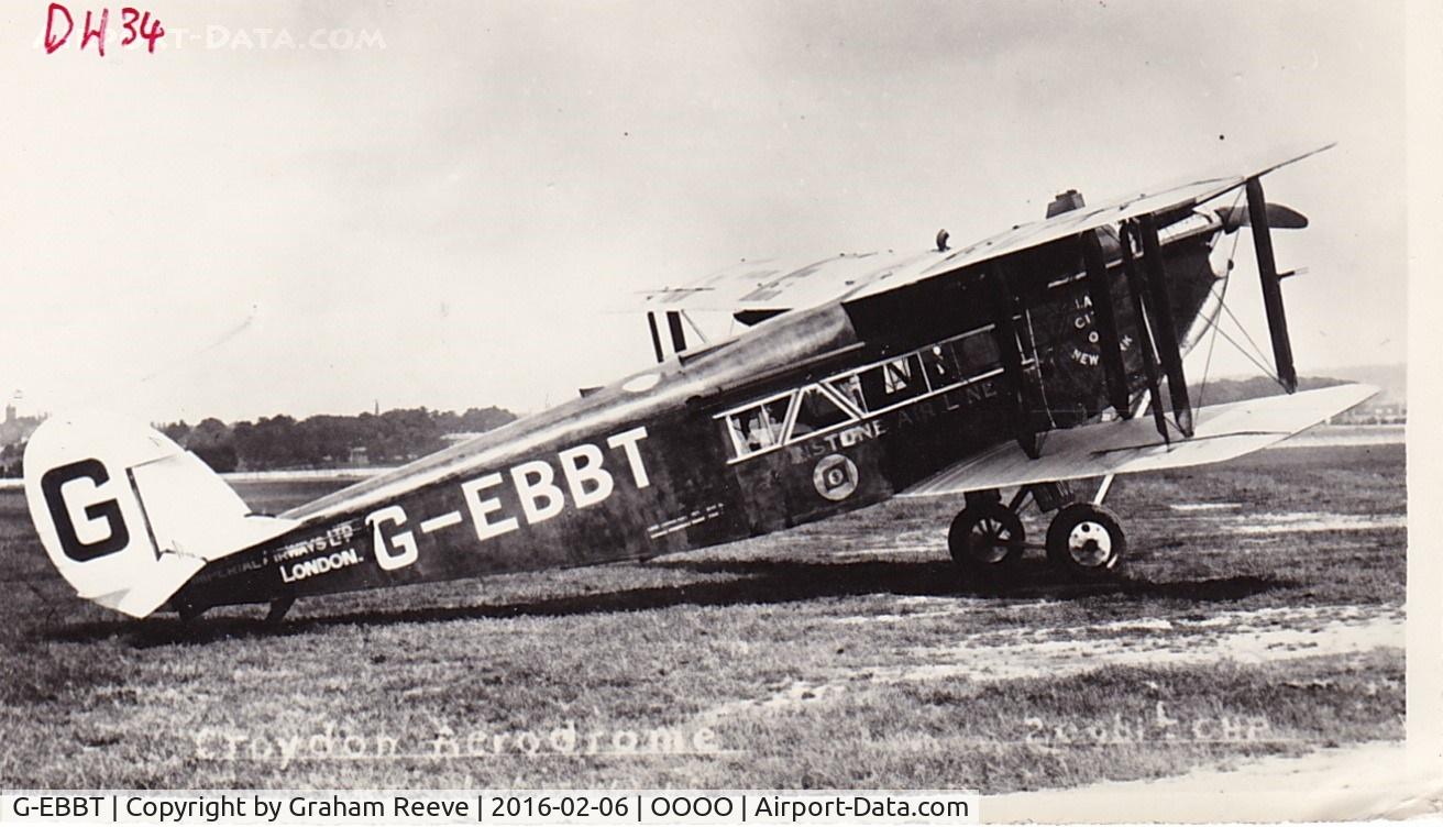 G-EBBT, 1924 De Havilland DH-34 C/N 30, Recently discovered photograph.