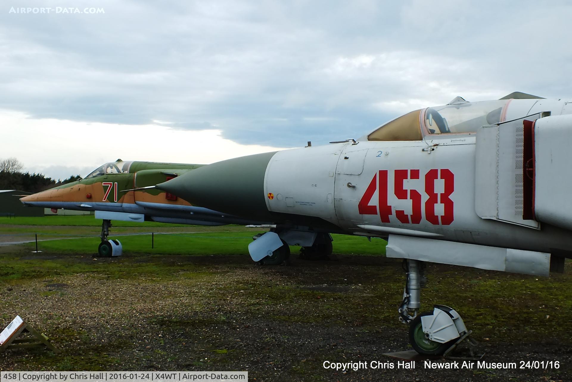 458, Mikoyan-Gurevich MiG-23ML C/N 024003607, at the Newark Air Museum