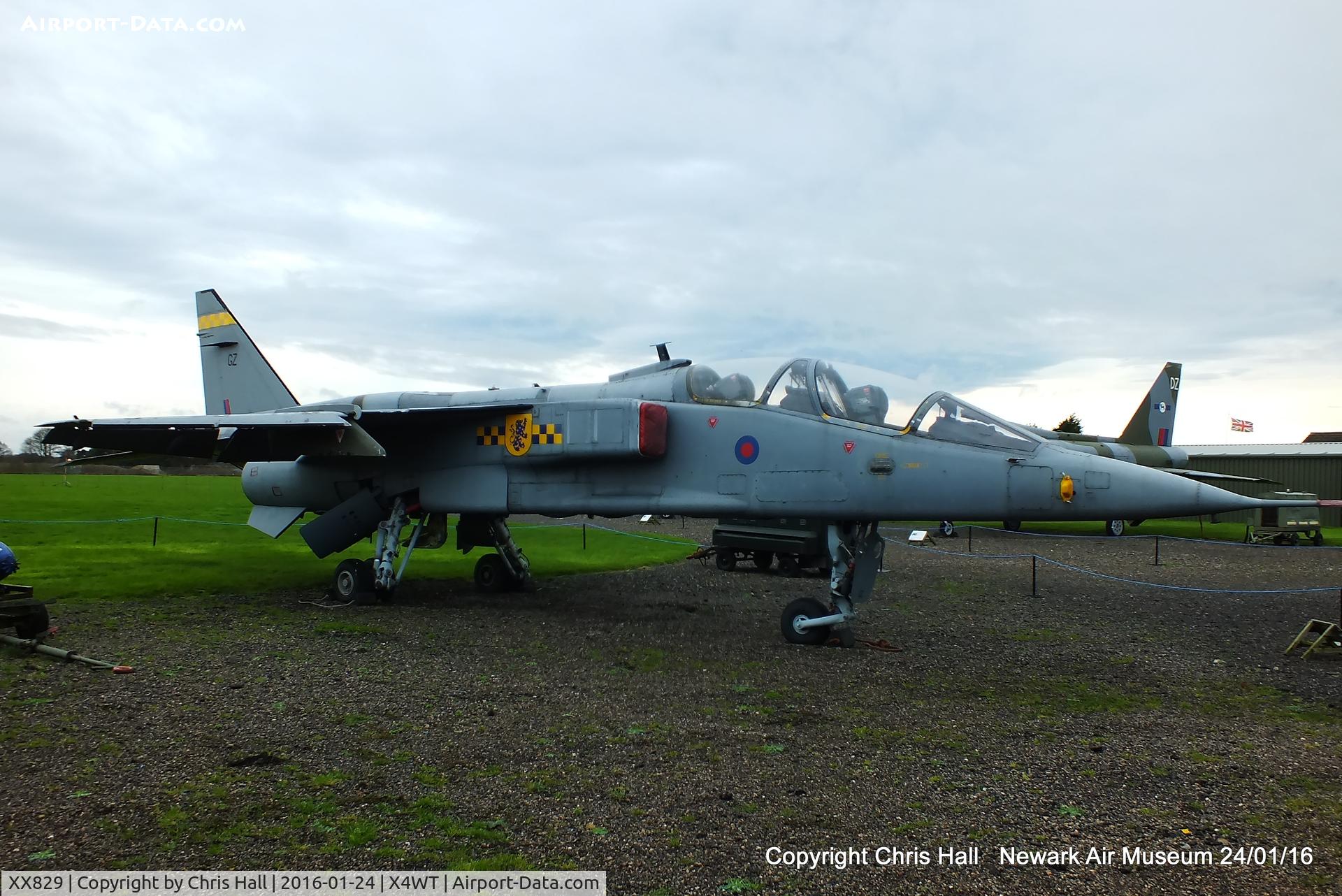 XX829, 1974 Sepecat Jaguar T.2A C/N B.17, at the Newark Air Museum