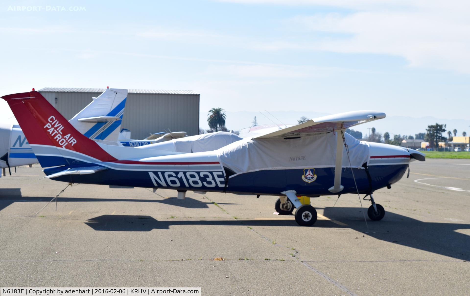 N6183E, 1983 Cessna 182R Skylane C/N 18268351, Civil Air Patrol C182R at its' tie down Row H