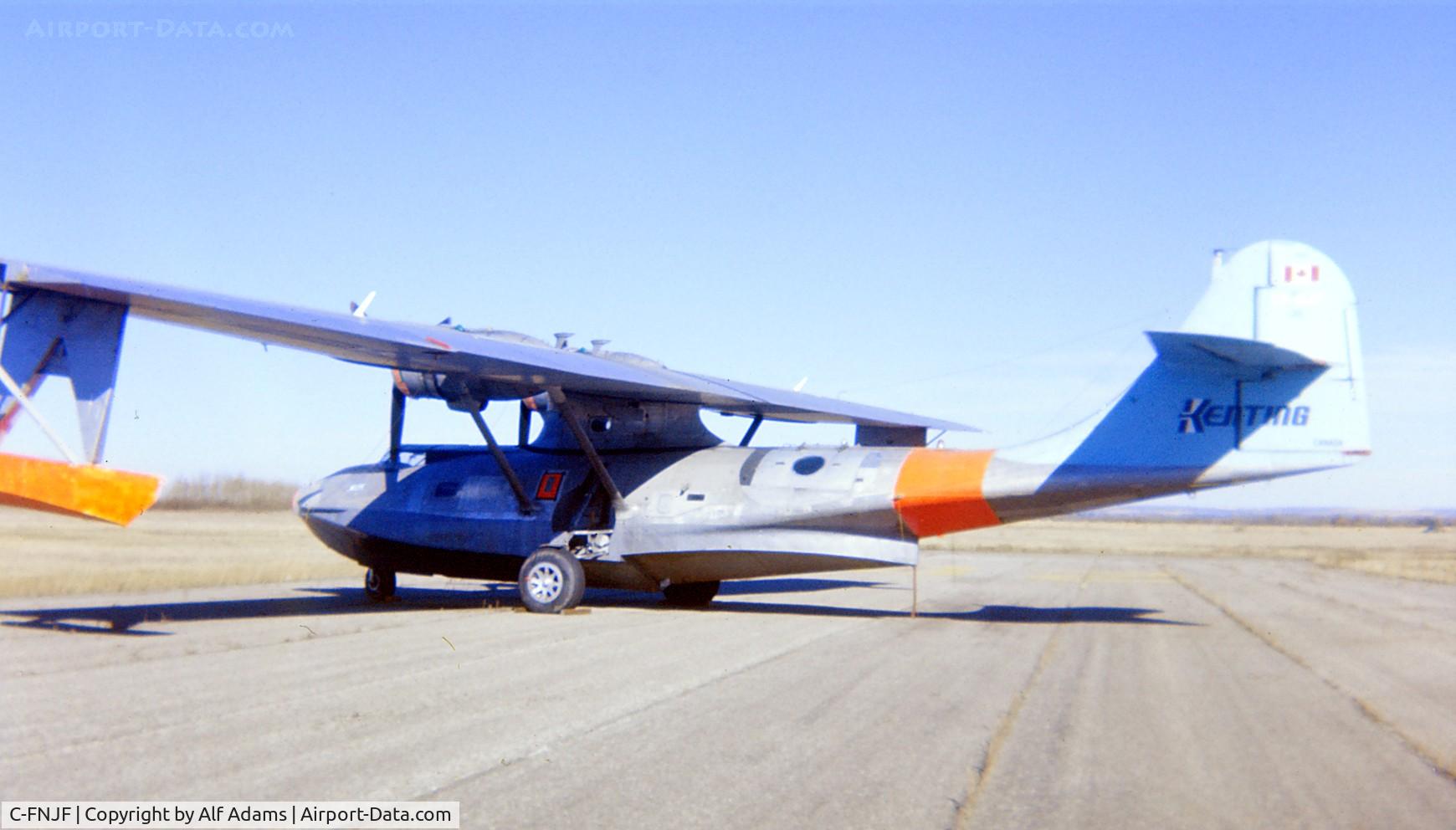 C-FNJF, 1944 Consolidated (Canadian Vickers) PBV-1A Canso A C/N CV-283, Shown in use as a water-bomber by Kenting Aviation, probably in 1972. Location not recorded.