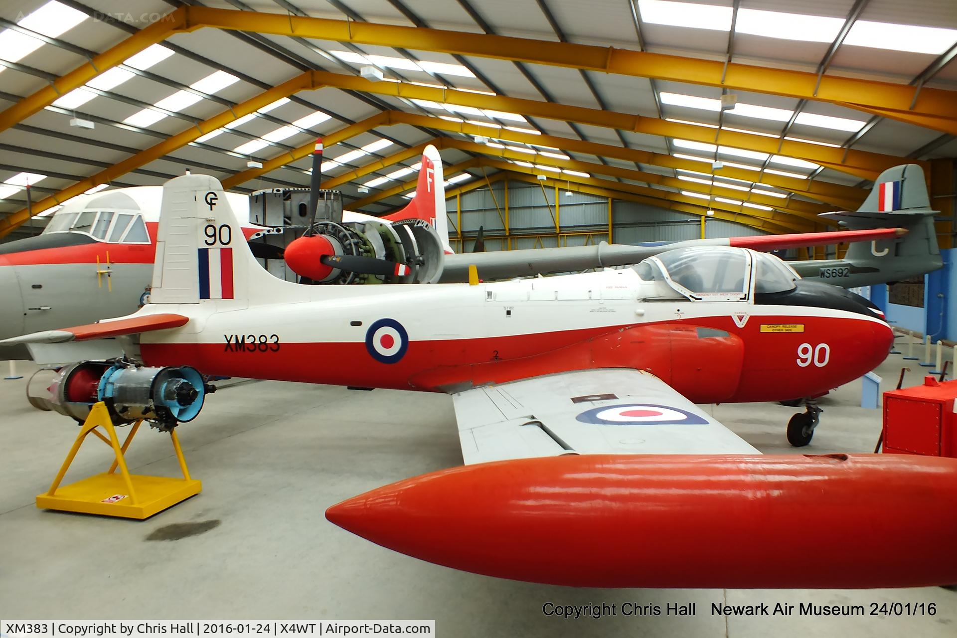 XM383, 1959 Hunting P-84 Jet Provost T.3A C/N PAC/W/6610, at the Newark Air Museum