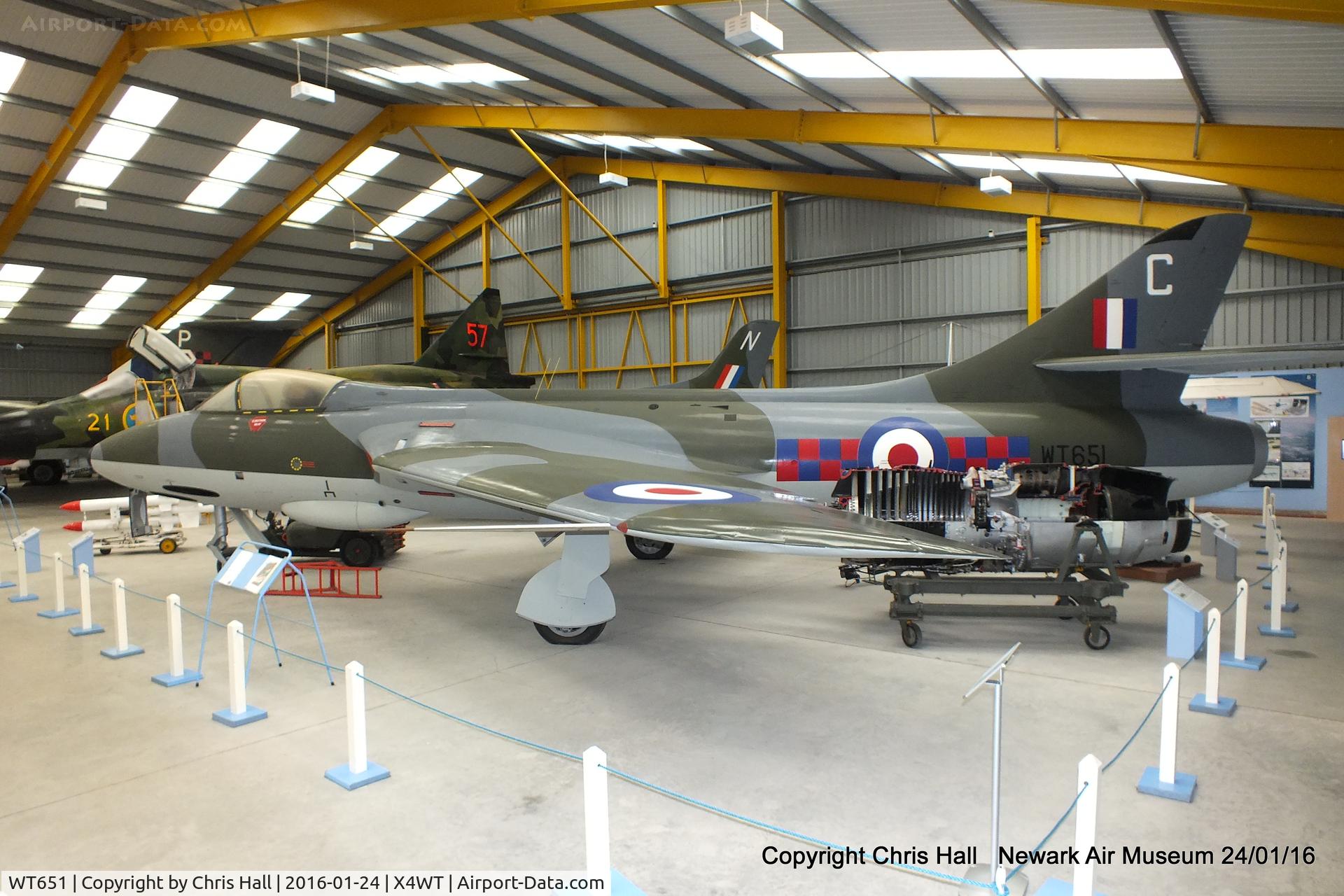 WT651, 1954 Hawker Hunter F.1 C/N 41H-665486, at the Newark Air Museum