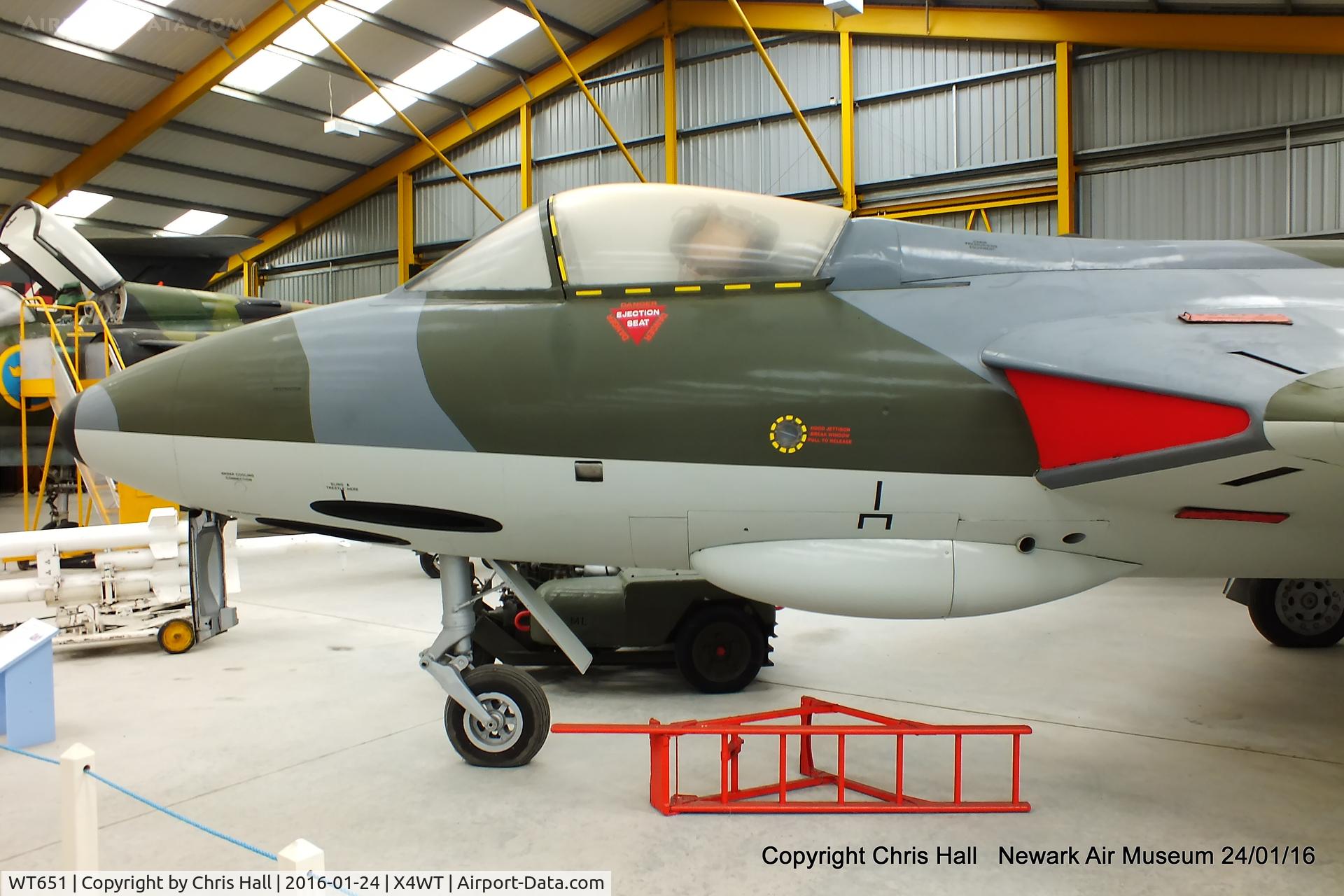 WT651, 1954 Hawker Hunter F.1 C/N 41H-665486, at the Newark Air Museum