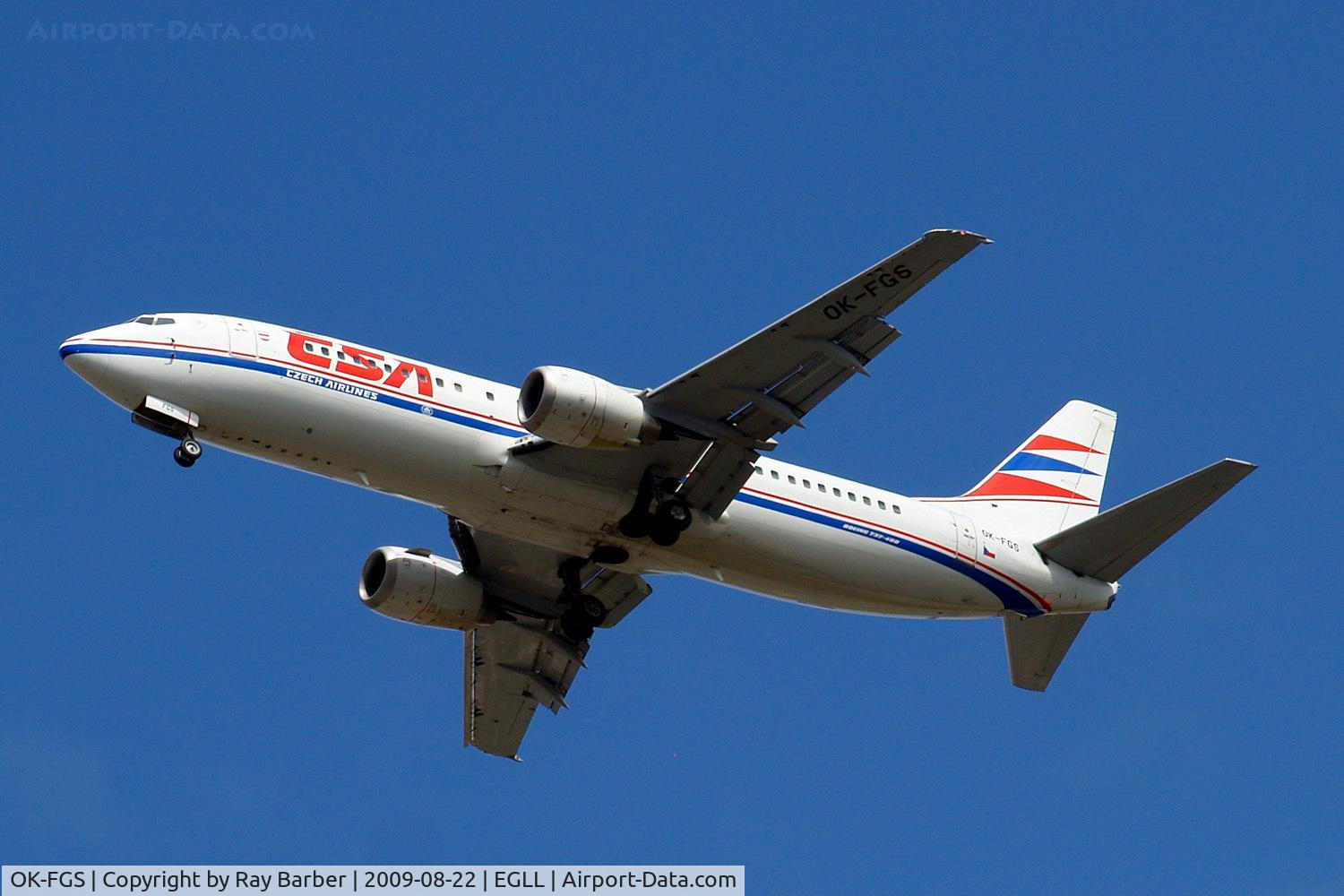OK-FGS, 2000 Boeing 737-45S C/N 28478, Boeing 737-45S [28478] (CSA Czech Airlines) Home~G 22/08/2009. On approach 27R.
