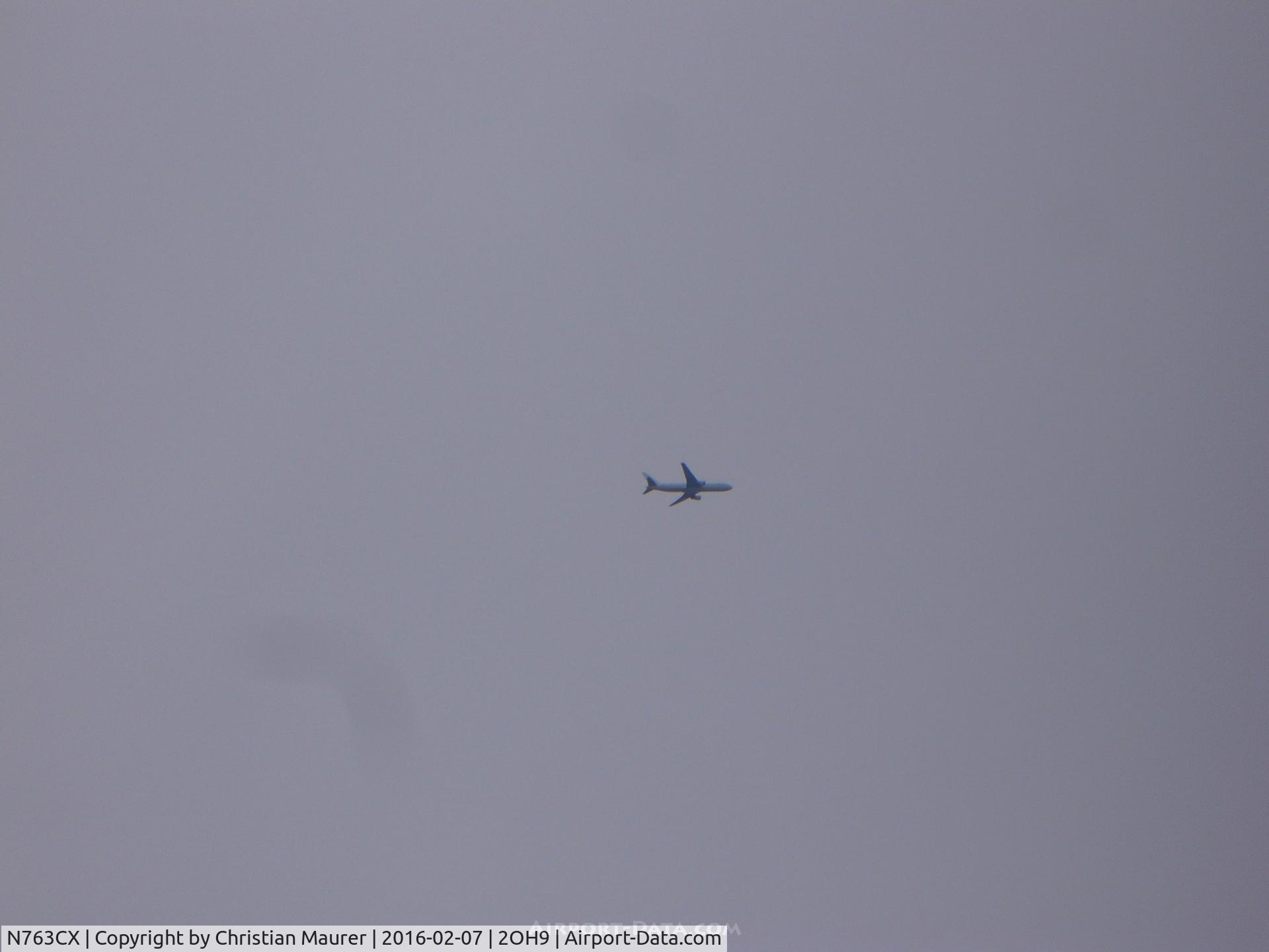 N763CX, 1983 Boeing 767-232 C/N 22223, Boeing 767-232 Over Caesar Creek Gliderport Enroute to Stockton CA From Wilmington OH