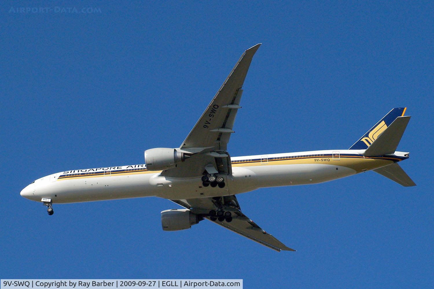 9V-SWQ, 2008 Boeing 777-312/ER C/N 34582, Boeing 777-312ER [34582] (Singapore Airlines) Home~G 27/09/2009. On approach 27R.