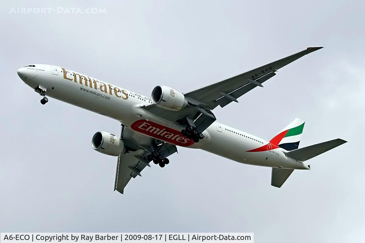 A6-ECO, 2009 Boeing 777-36N/ER C/N 37706, Boeing 777-36NER [37706] (Emirates Airlines) Home~G 17/08/2009. On approach 27R.