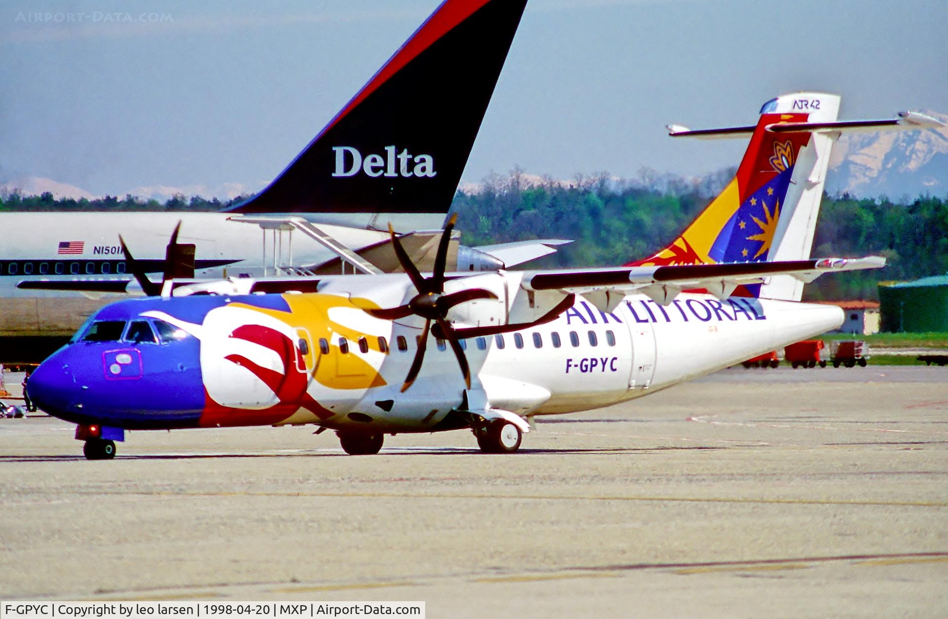 F-GPYC, 1996 ATR 42-500 C/N 484, Milan Malpensa 20.4.98