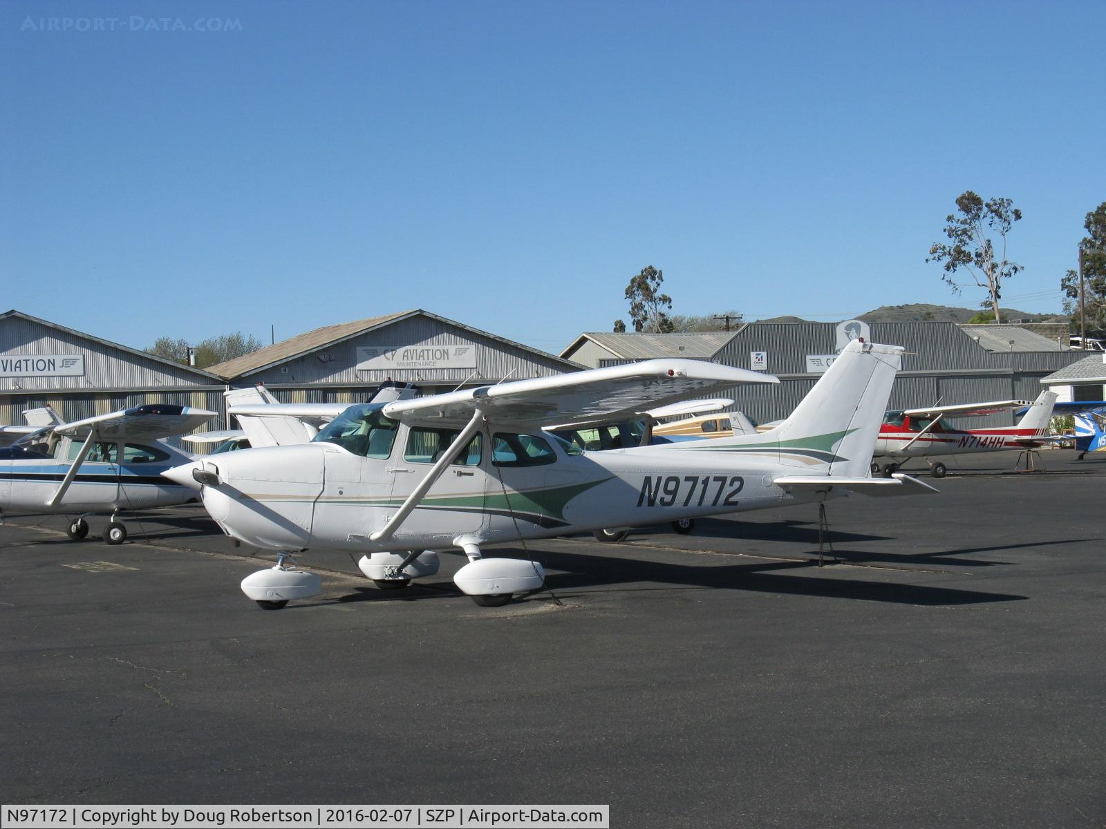 N97172, 1984 Cessna 172P C/N 17276162, 1984 Cessna 172P SKYHAWK II, Lycoming O-320-D2J 160 Hp, newly refinished rental and training aircraft of CP Aviation on their busy ramp.