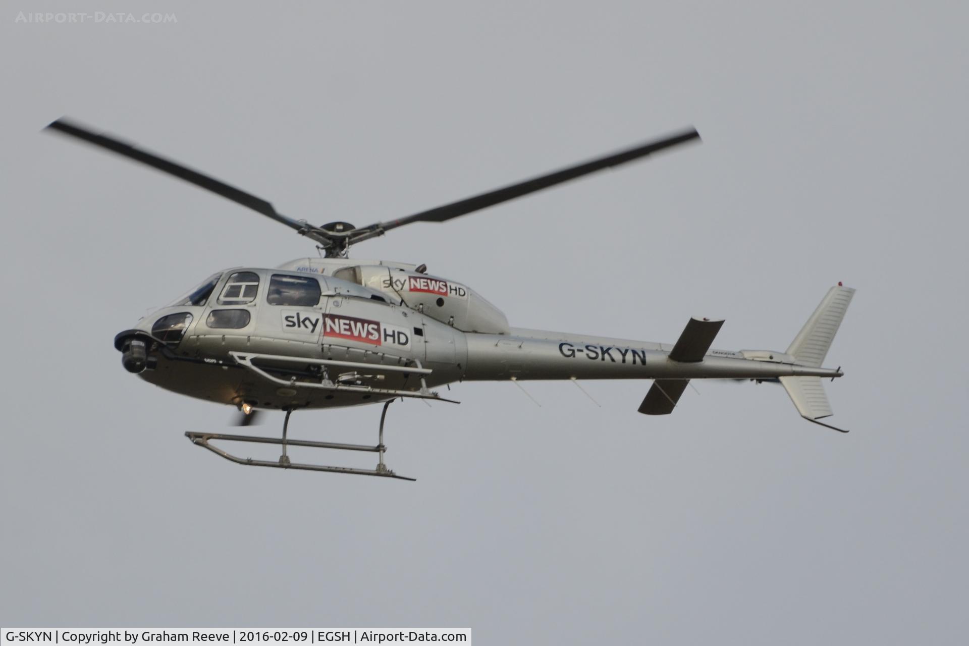 G-SKYN, 1982 Aerospatiale AS-355F-1 Twin Squirrel C/N 5185, On approach to Norwich.