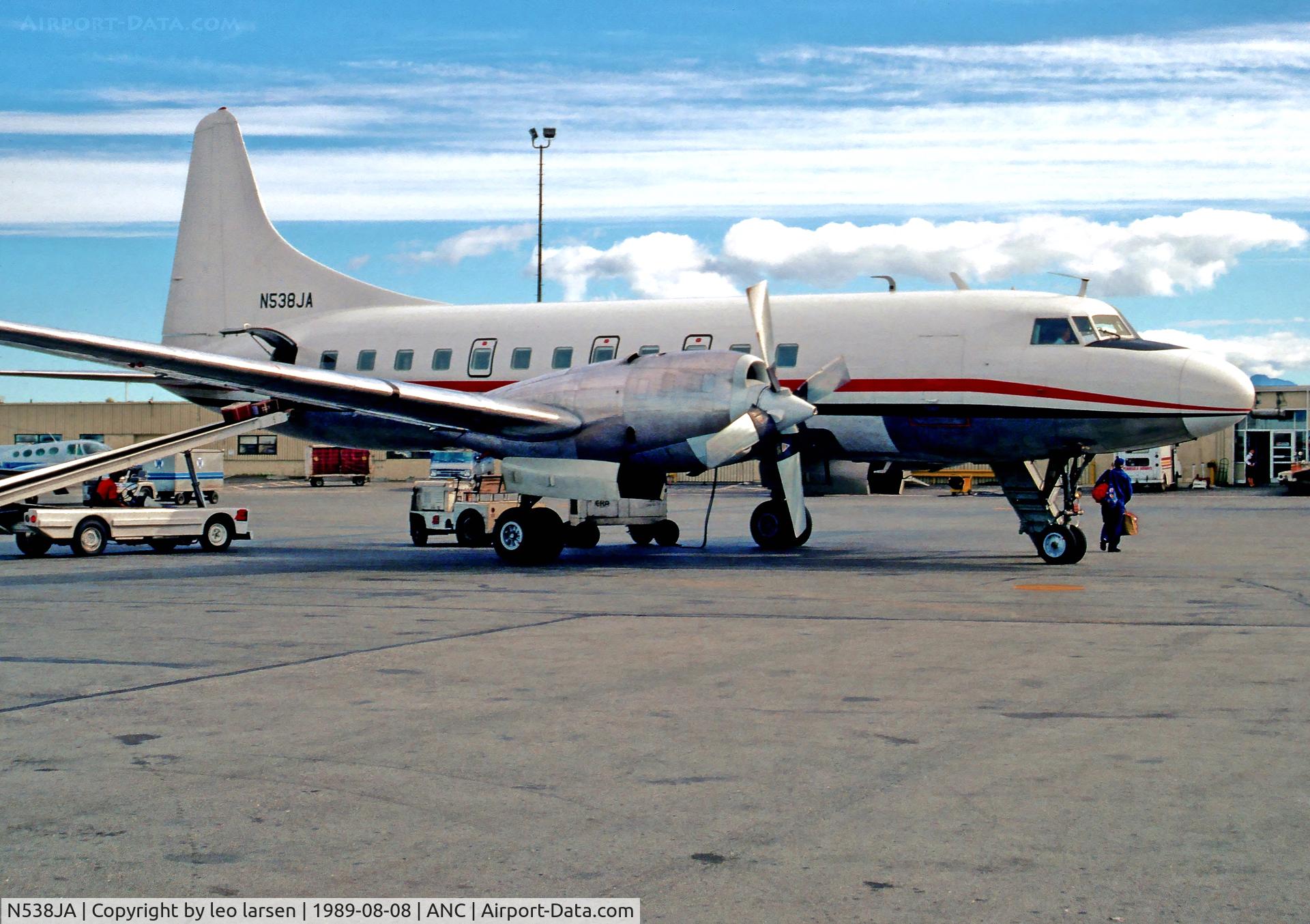 N538JA, 1952 Convair 580 C/N 34, Anchorage 8.8.89