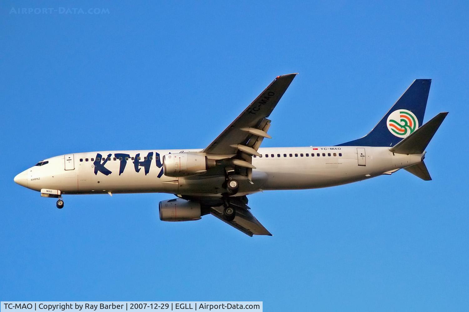 TC-MAO, 2001 Boeing 737-86N C/N 28645, Boeing 737-86N [28645] (KTHY-Cyprus Turkish Airlines) Home~G 29/12/2007. On approach 27R.