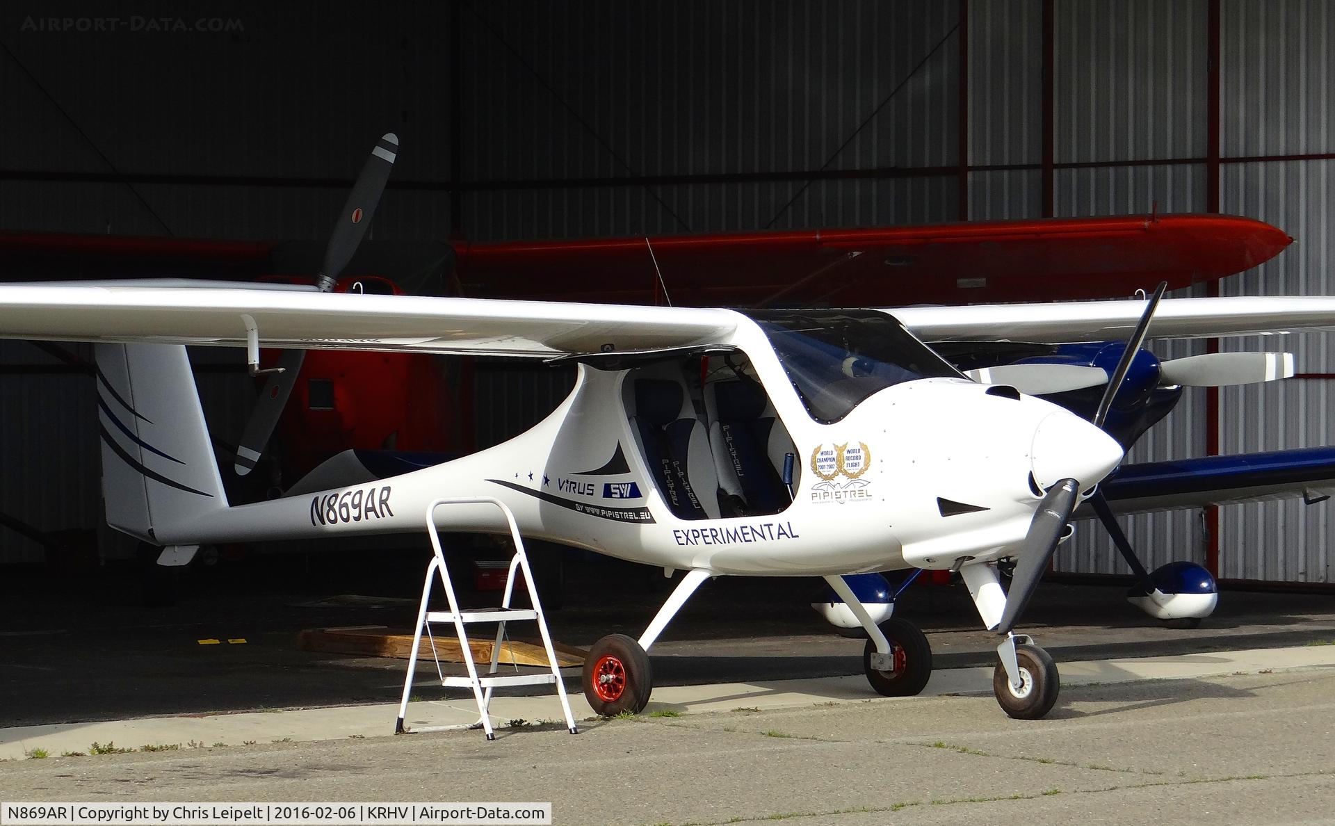 N869AR, 2012 Pipistrel Virus SW C/N 498 SWN 100 IS, Locally-based 2012 Pipistrel Virus SW sitting in front of its hangar at Reid Hillview Airport, San Jose, CA.